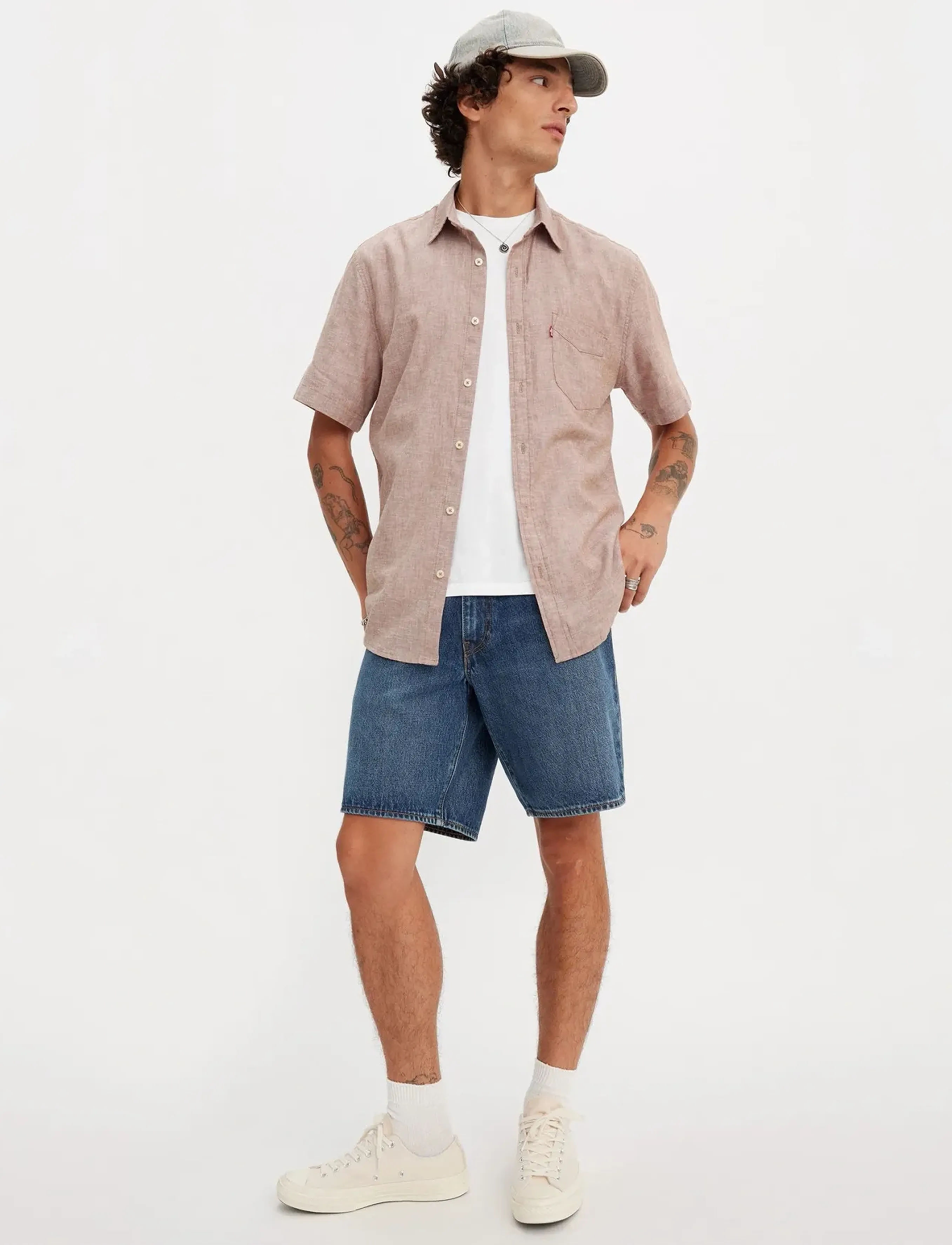 Levi's® 468 LOOSE SHORTS PICNIC FRIEND - Lühikesed püksid - DARK INDIGO - WORN IN / blue