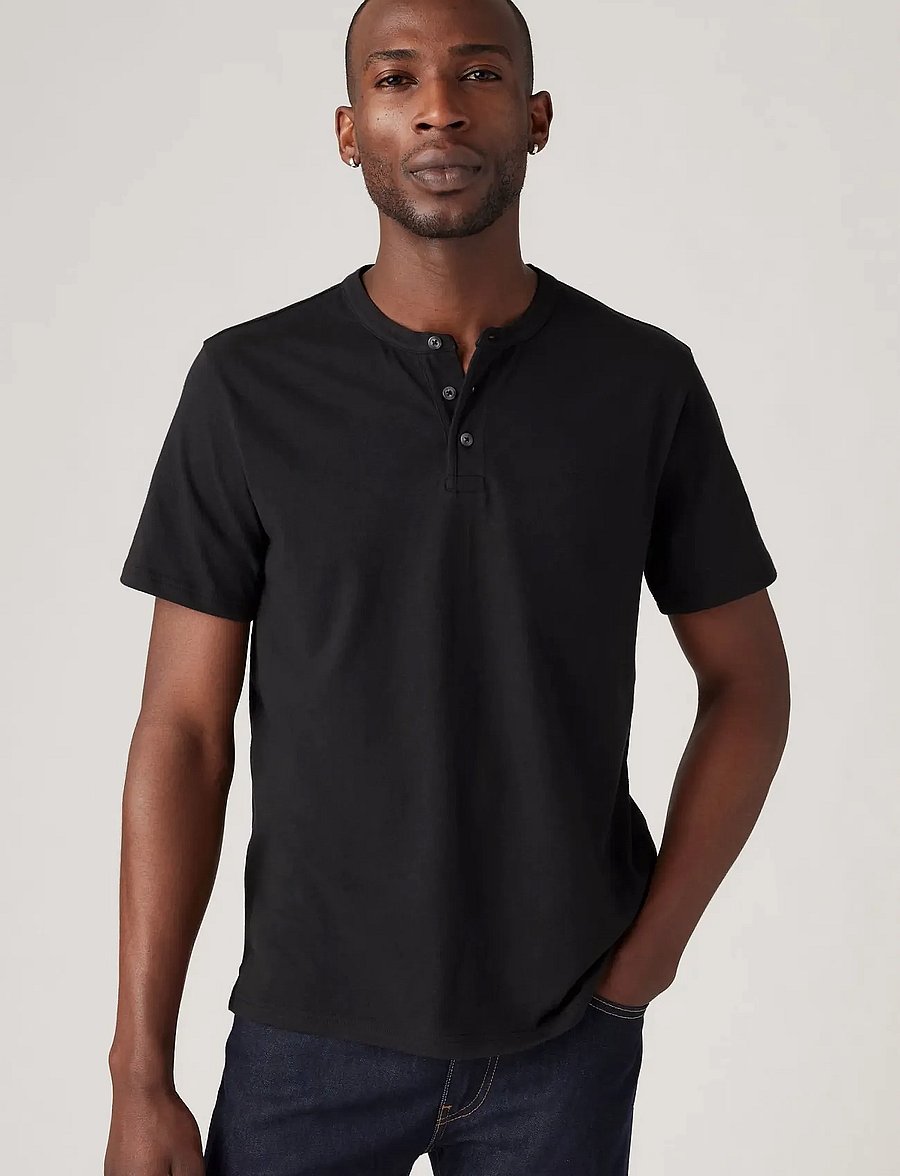 Levi's® - SS HM HENLEY MINERAL BLACK - stutterma bolir - blacks - 0