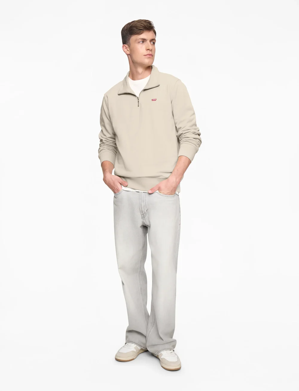 Levi's® - ORIGINAL HM 1/4 ZIP NEUTRALS - tõmblukk-kaelusega džemprid - fog - 2