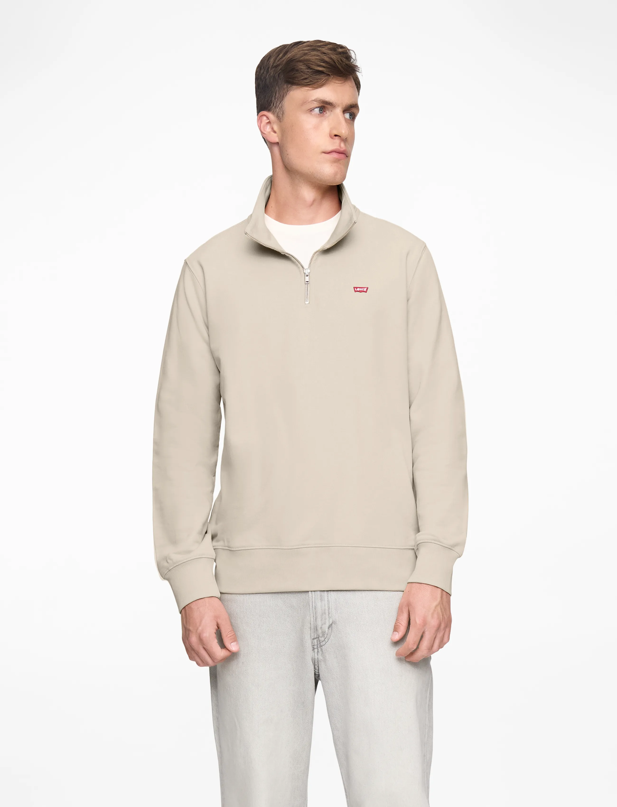 Levi's® ORIGINAL HM 1/4 ZIP NEUTRALS - Halfzip strik - FOG / beige