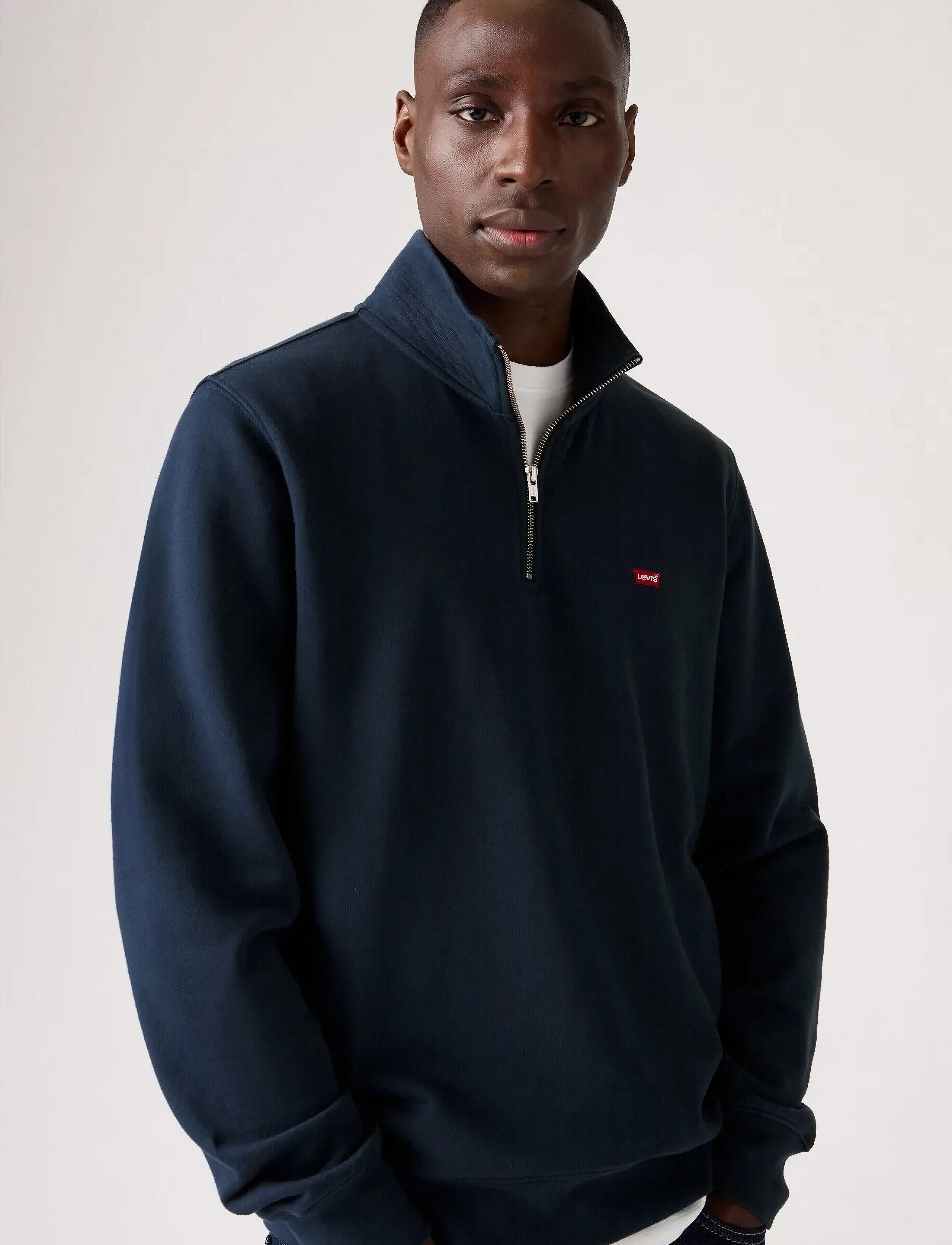 Levi's Original Hm Quarter Zip Navy B, Mænd, Kvart Lynlås Sweatshirt, Navy, Str: S