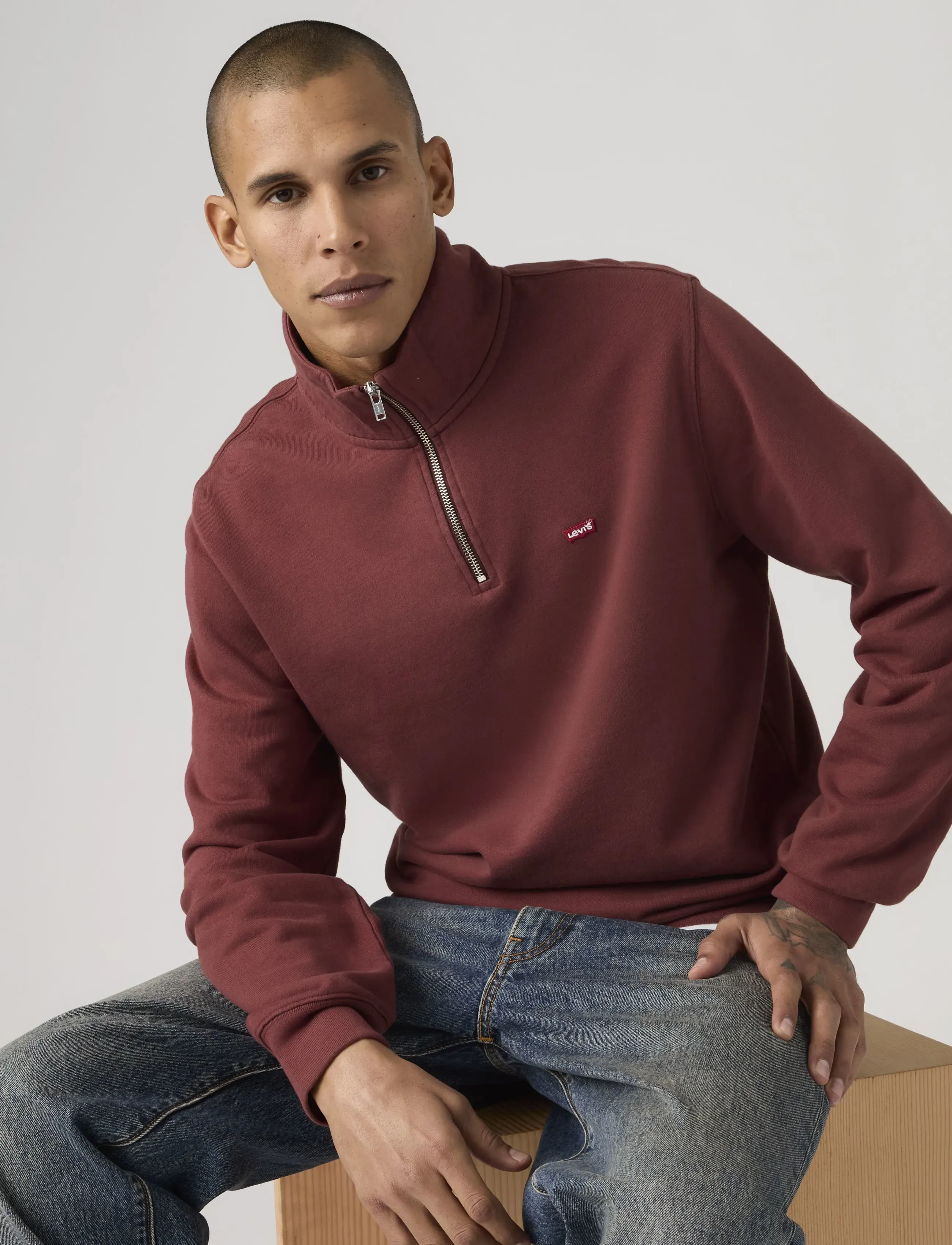 Levi's® - ORIGINAL HM 1/4 ZIP OXBLOOD - shoppa efter stil - reds - 5