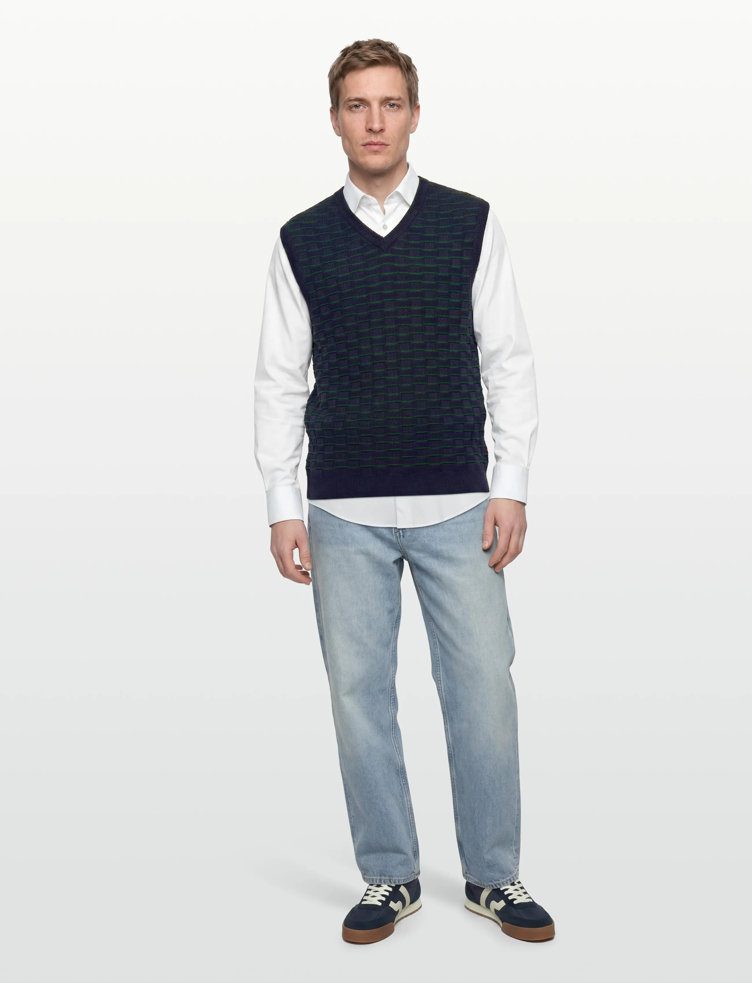 Levi's Skyline Sweater Vest Basketwea, S, Navy, Strik > Strikkede Veste, Herre