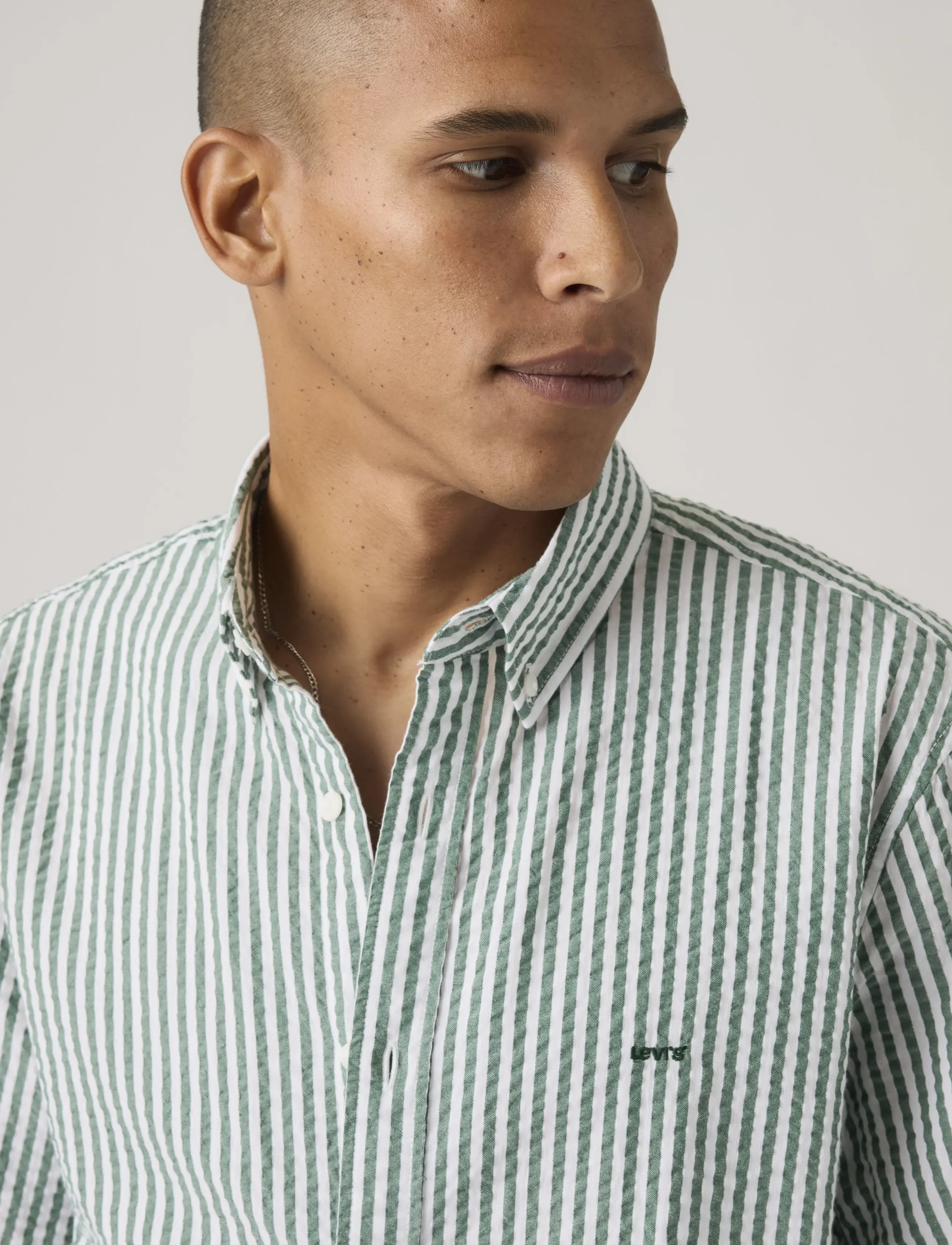 Levi's® - SS AUTHENTIC BUTTON DOWN GREENS - lühikeste varrukatega särgid - ss authentic button down aldwyn stripe eden seersucker - 4