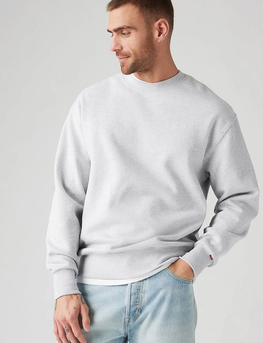 Levi's® - AUTHENTIC CREW LIGHT GRAY HTR - langærmede t-shirts - neutrals - 0