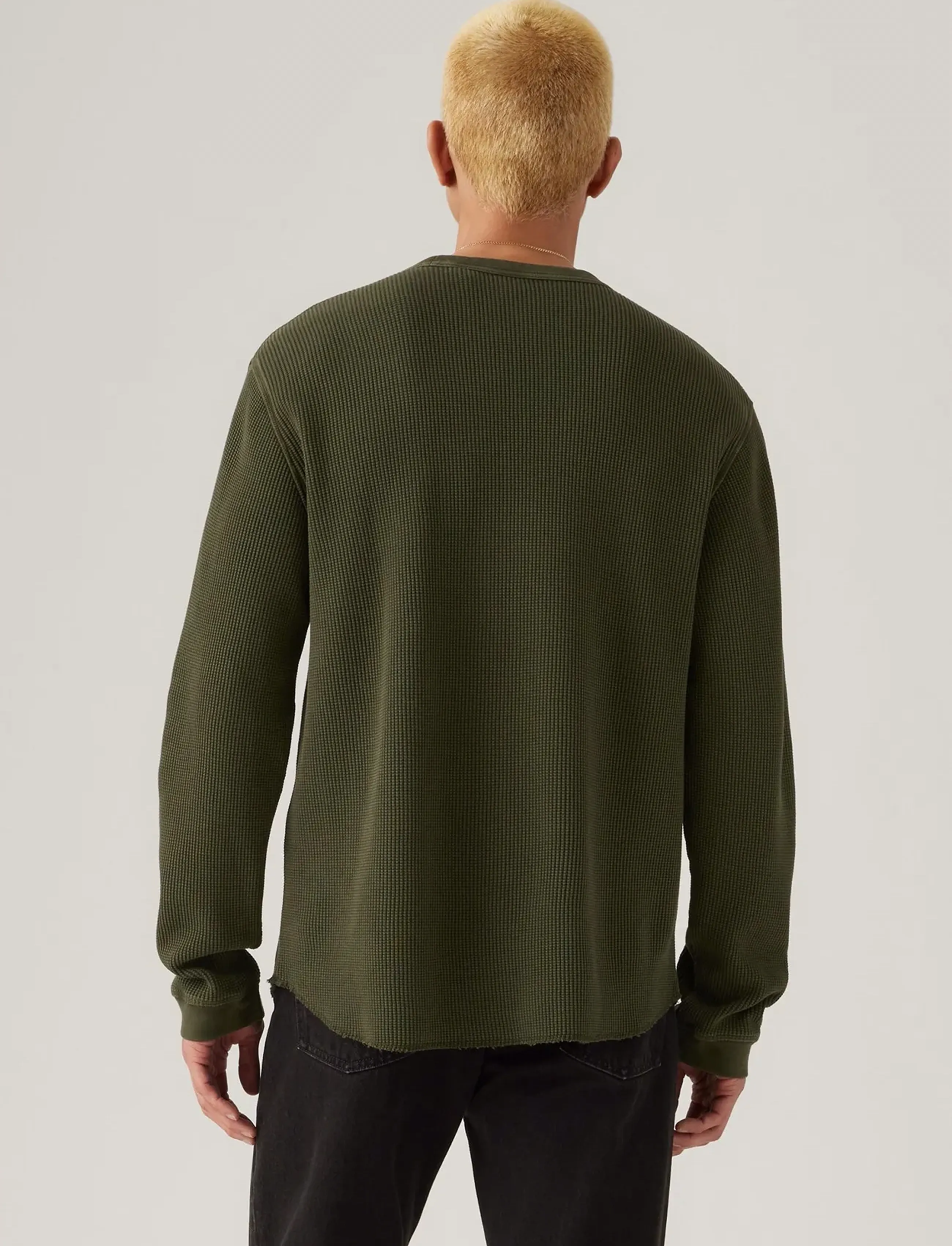 Levi's® - LS RLX THERMAL TEE GARMENT DYE - laveste priser - greens - 3
