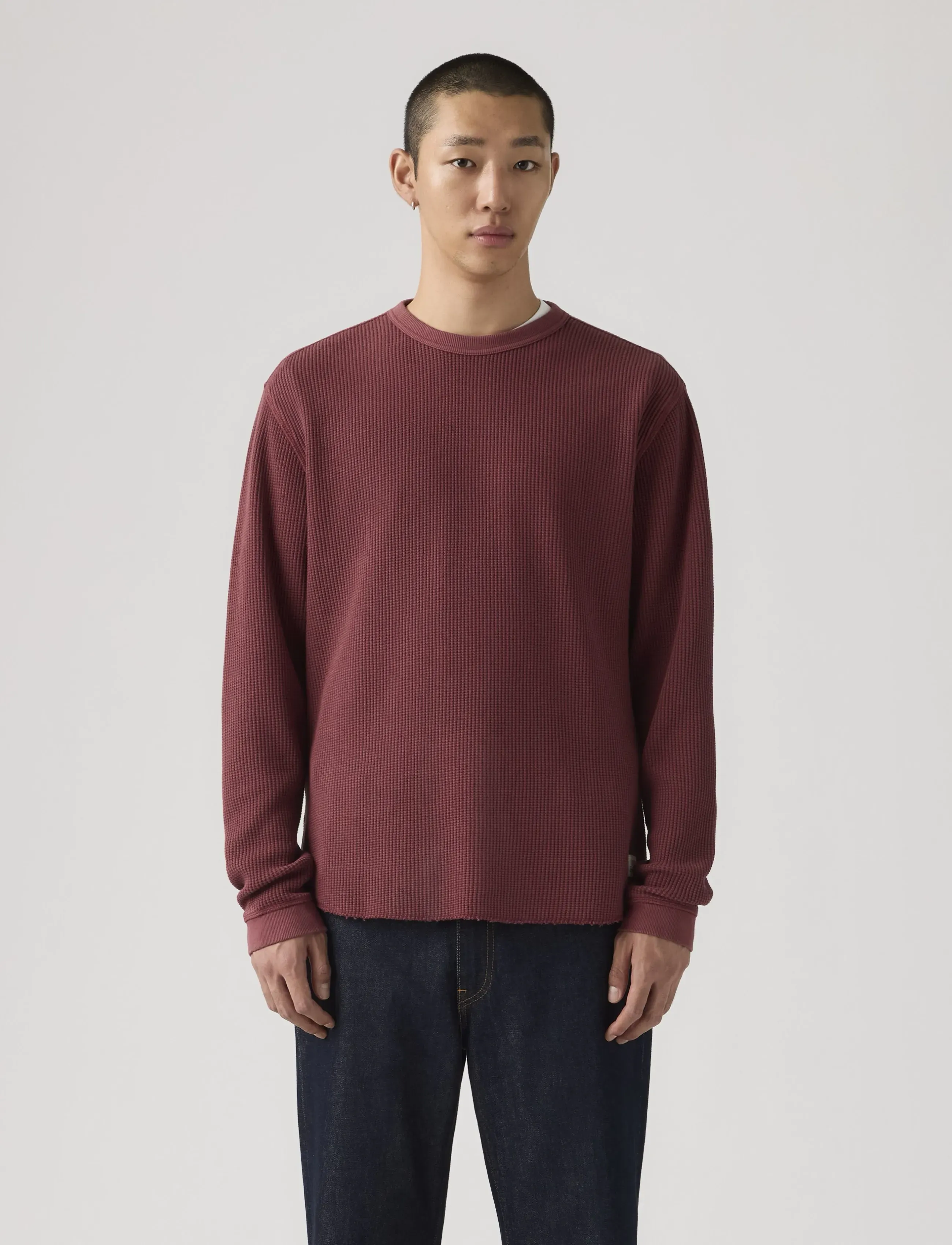 Levi's® LS RLX THERMAL TEE GARMENT DYE - Katumuoti - REDS / burgundy