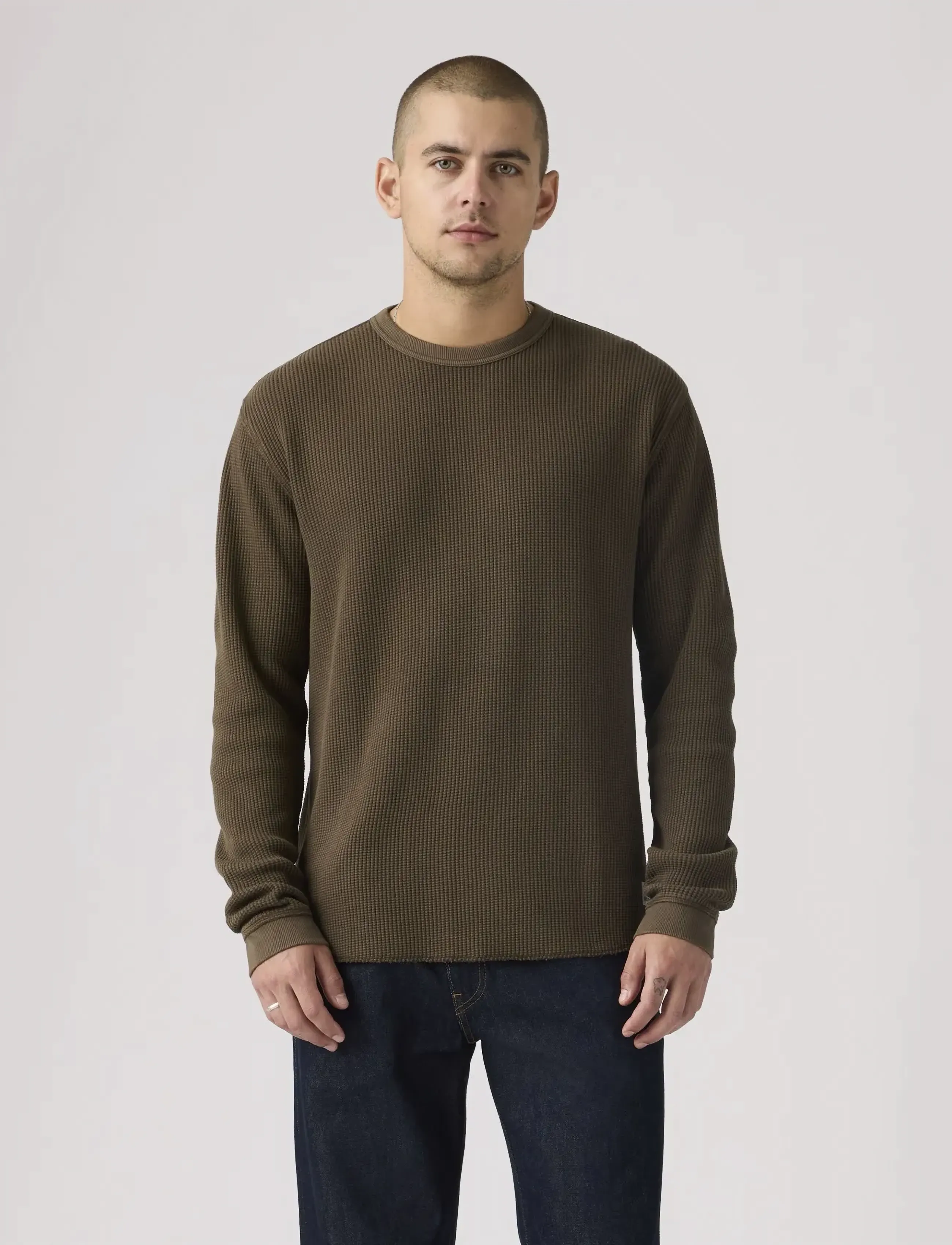 Levi's® LS RLX THERMAL TEE GARMENT DYE - Rundhals - BROWNS / brown