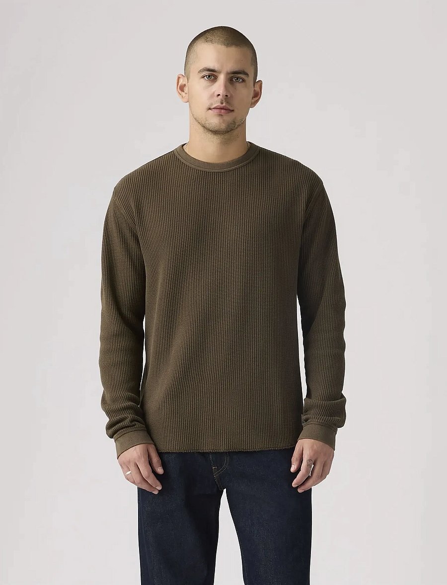 Levi's® - LS RLX THERMAL TEE GARMENT DYE - Ümara kaelusega - browns - 0