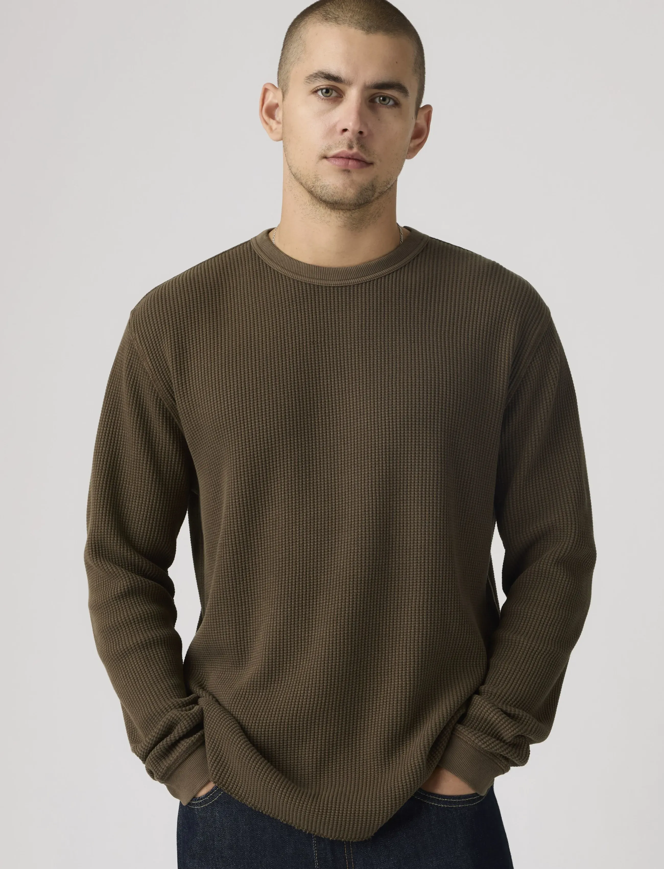 Levi's® - LS RLX THERMAL TEE GARMENT DYE - Ümmarguse kaelusega kudumid - browns - 5