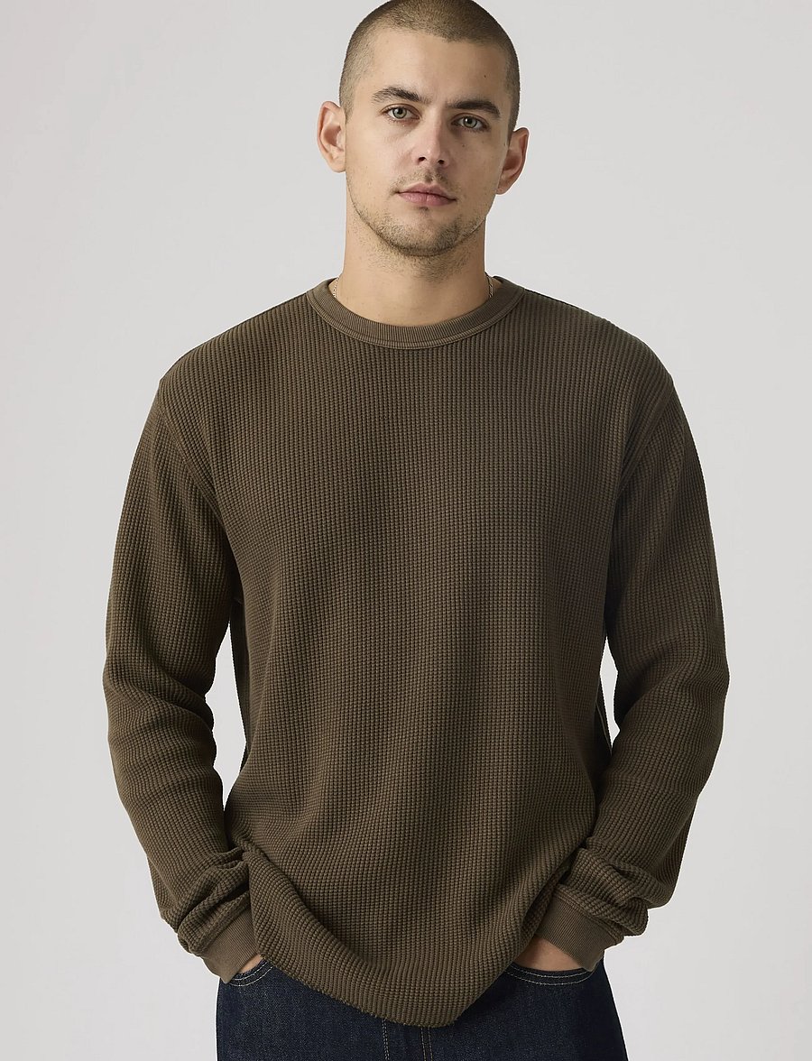 Levi's® - LS RLX THERMAL TEE GARMENT DYE - Ümara kaelusega - browns - 5