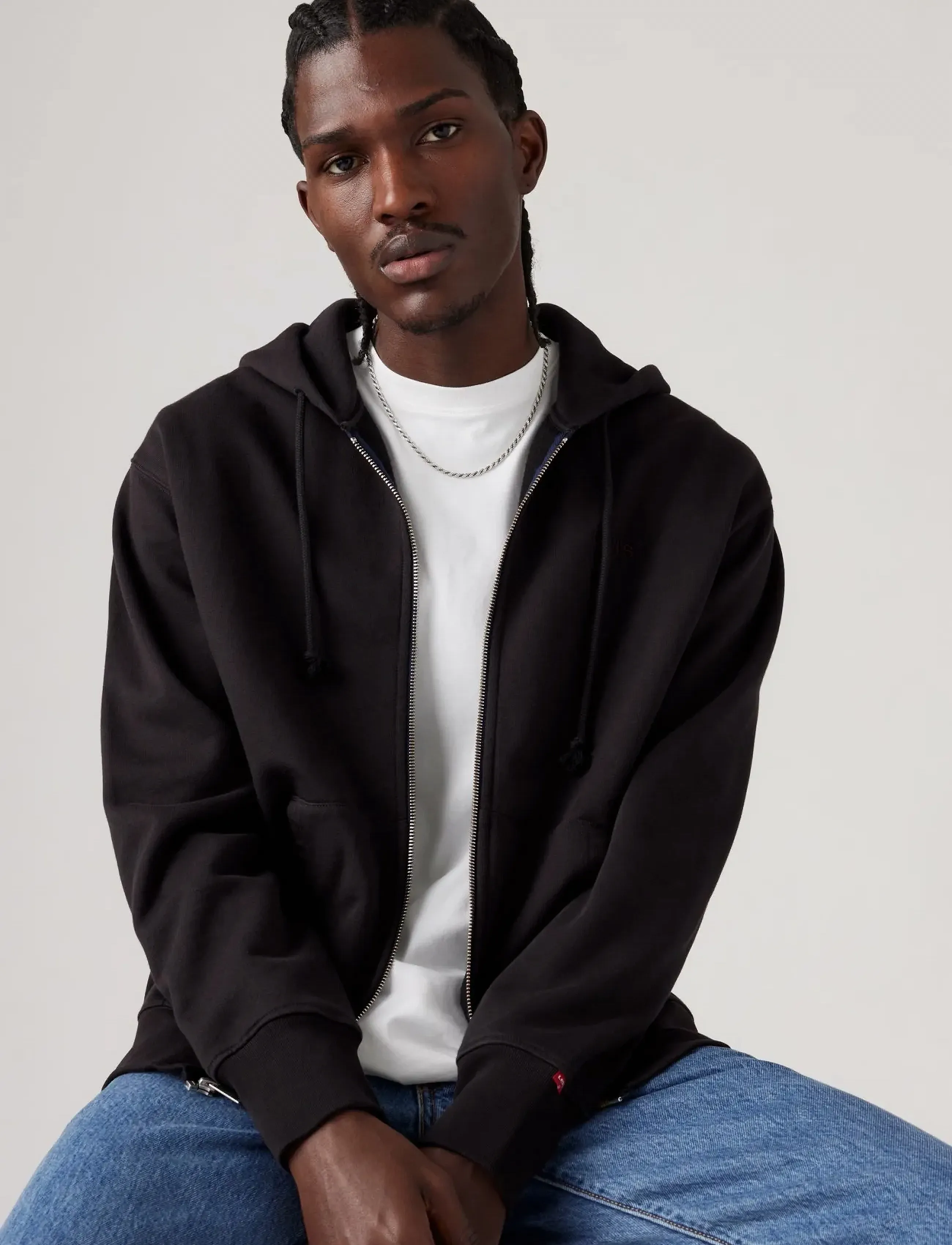 Levi's Authentic Full Zip Black Agate, M, Sweatshirts & Hoodies, Schwarz - Männerswear