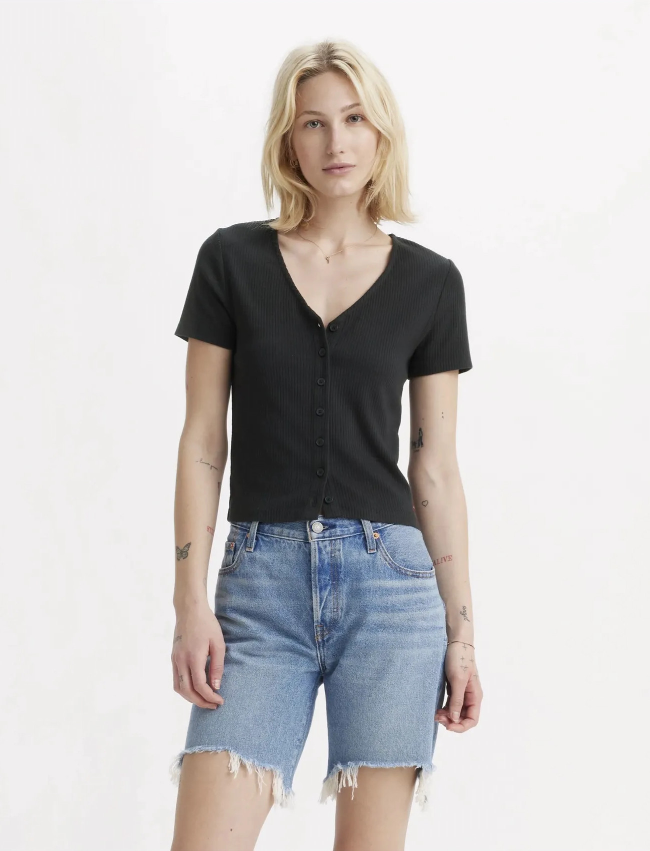 Levi's® Muse Ss Tee Caviar Rib - Black - XS