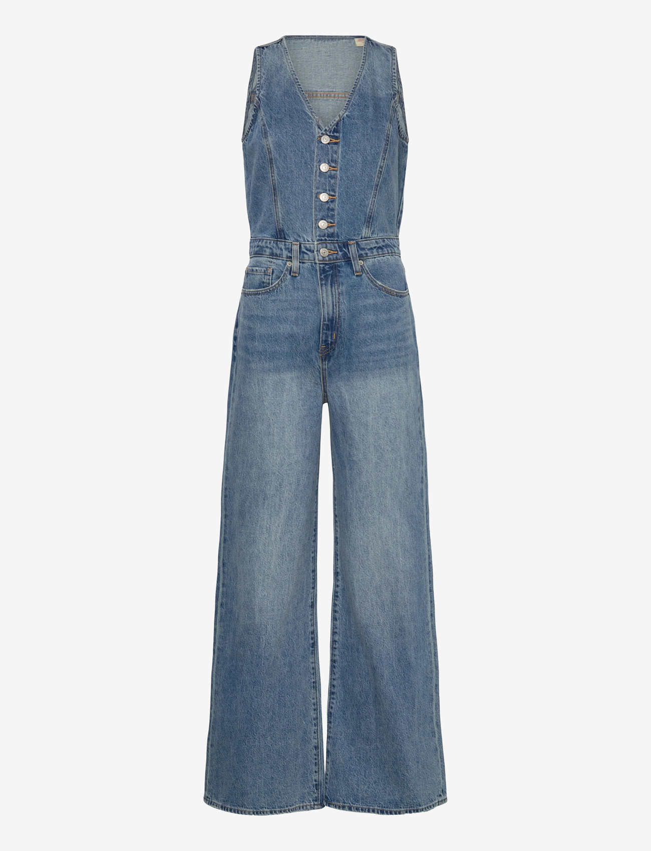 Levi's® - DNM VEST WIDELG JUMPSUIT OWN I - jumpsuits - med indigo - worn in - 0