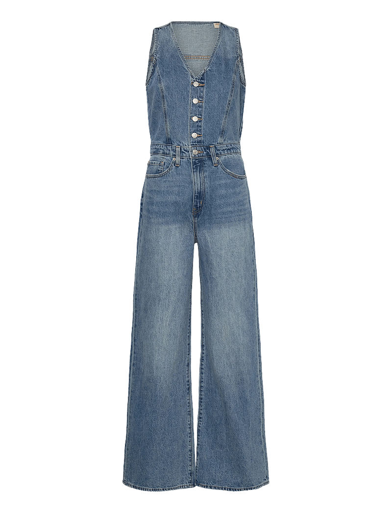 Levi's® - DNM VEST WIDELG JUMPSUIT OWN I - jumpsuits - med indigo - worn in - 0
