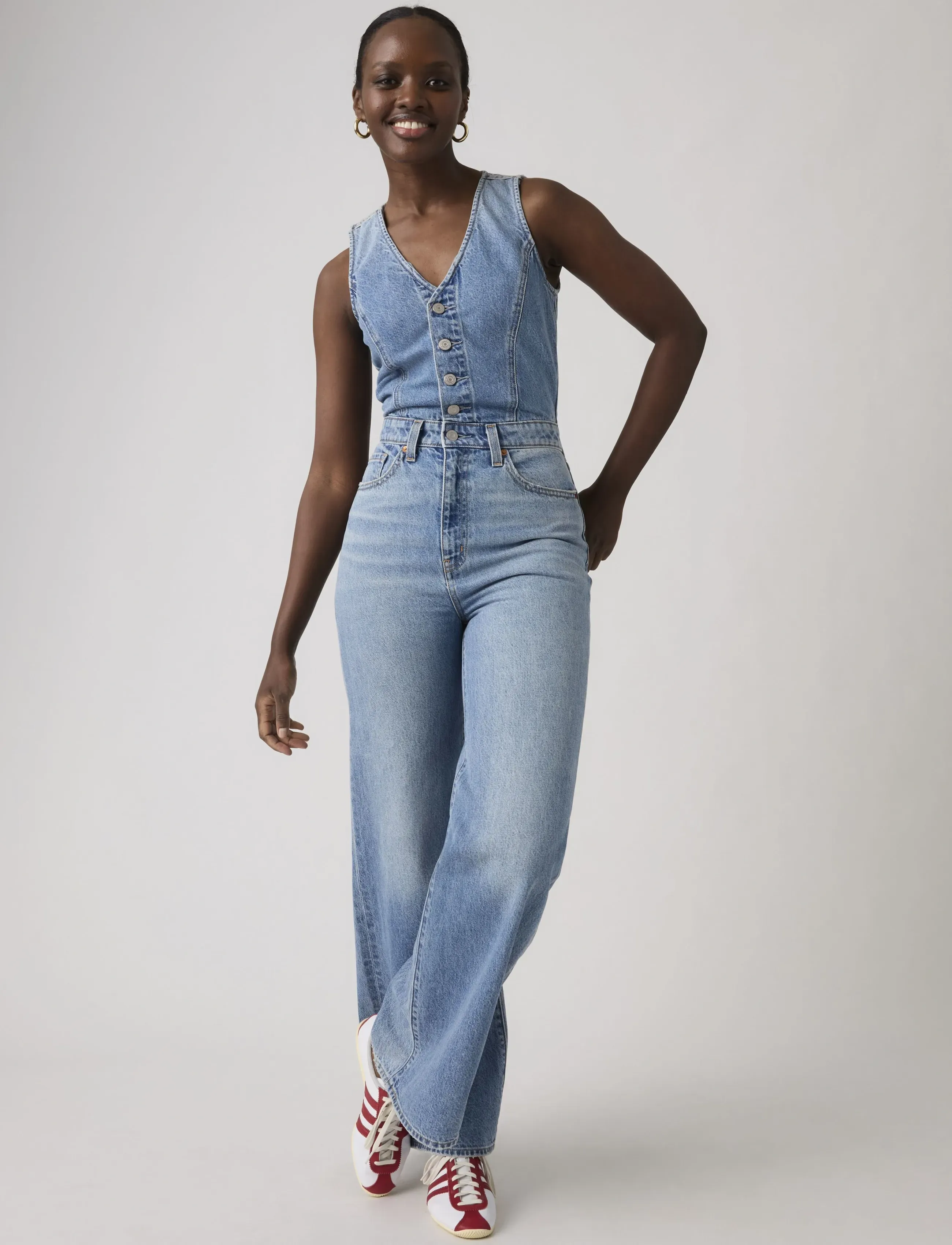 Levi's Dnm Vest Widelg Jumpsuit Own I, 30, Blue, Underdele > Jumpsuits, Dame