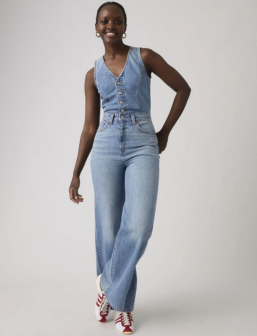 Levi's® - DNM VEST WIDELG JUMPSUIT OWN I - jumpsuits - med indigo - worn in - 0