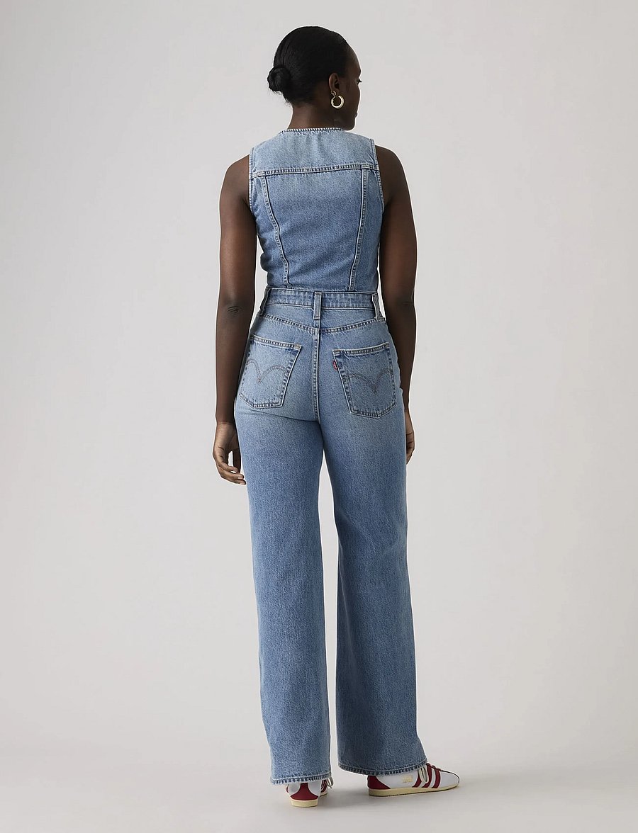 Levi's® - DNM VEST WIDELG JUMPSUIT OWN I - jumpsuits - med indigo - worn in - 4