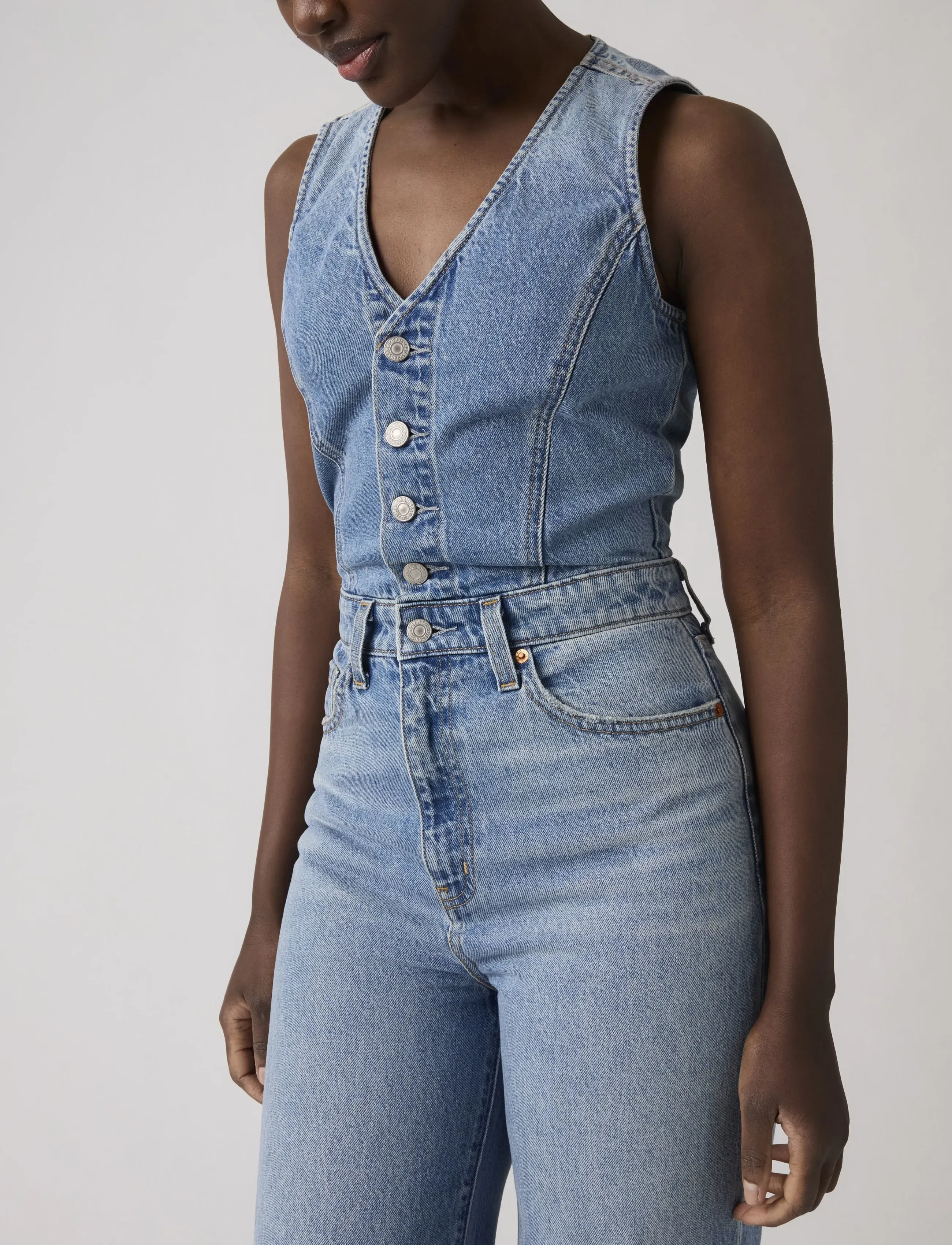 Levi's® - DNM VEST WIDELG JUMPSUIT OWN I - combinaisons - med indigo - worn in - 5