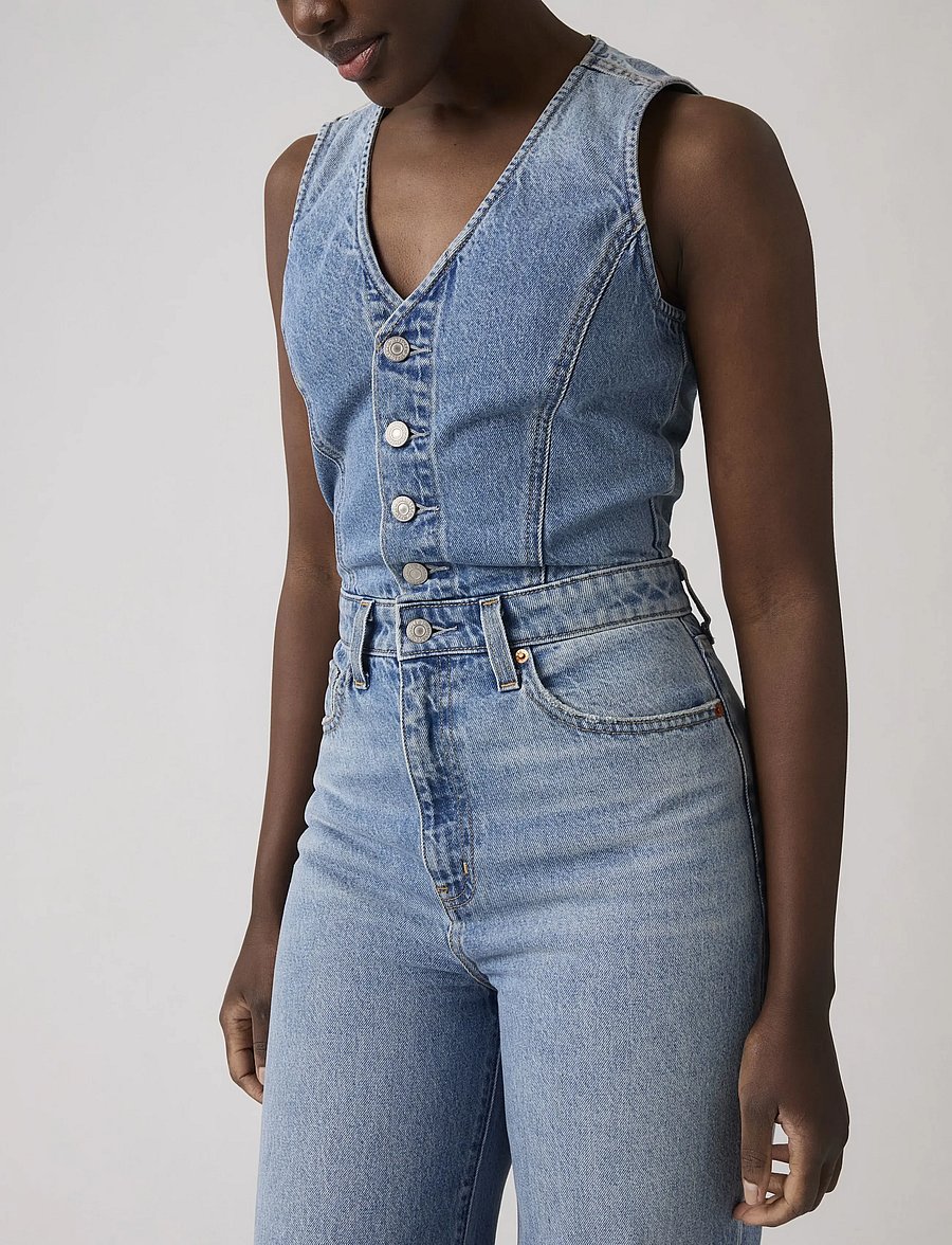Levi's® - DNM VEST WIDELG JUMPSUIT OWN I - jumpsuits - med indigo - worn in - 5