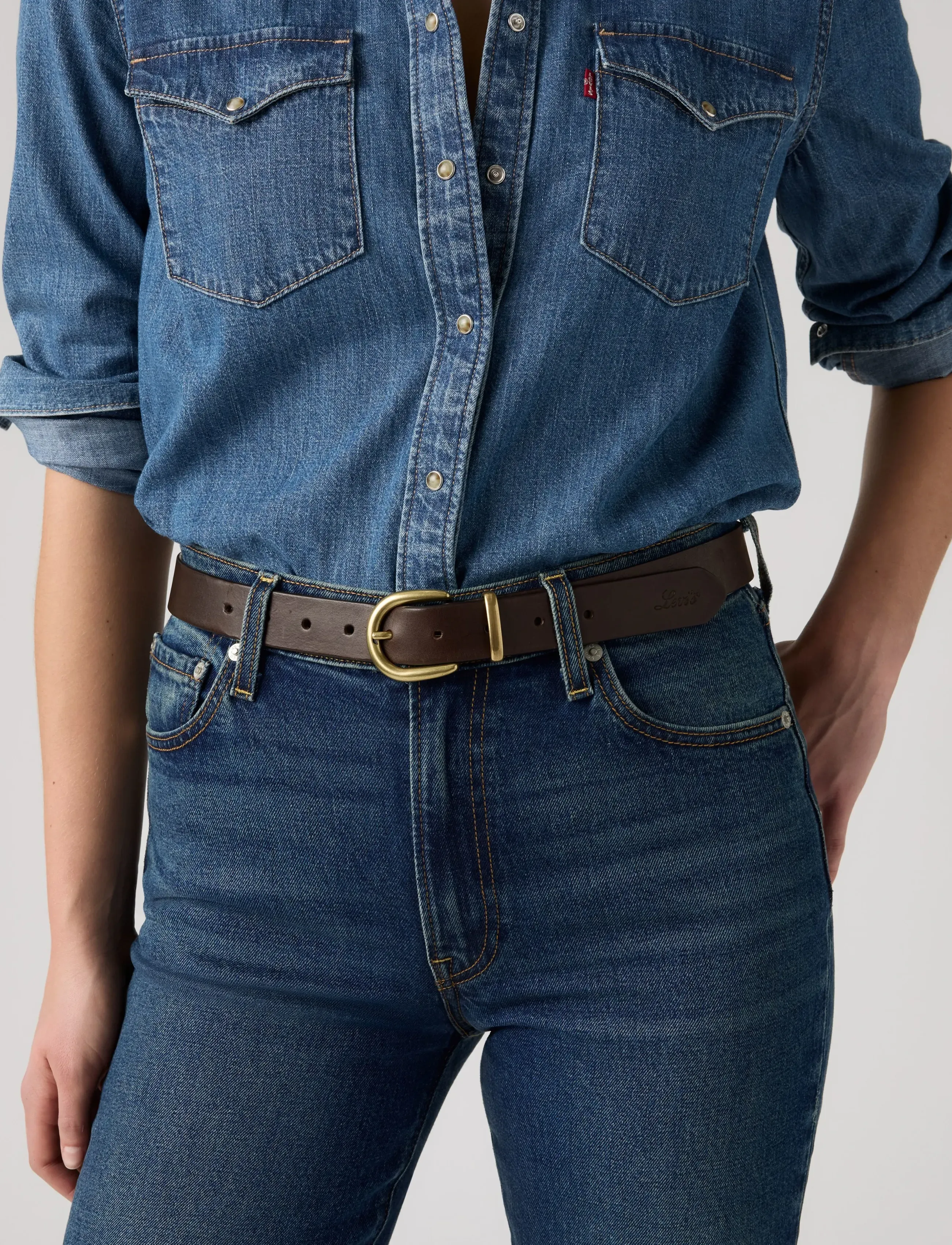 Levi's® - WOMENS PHOEBE BELT LEATHER BRO - läderskärp - neutralse - 0