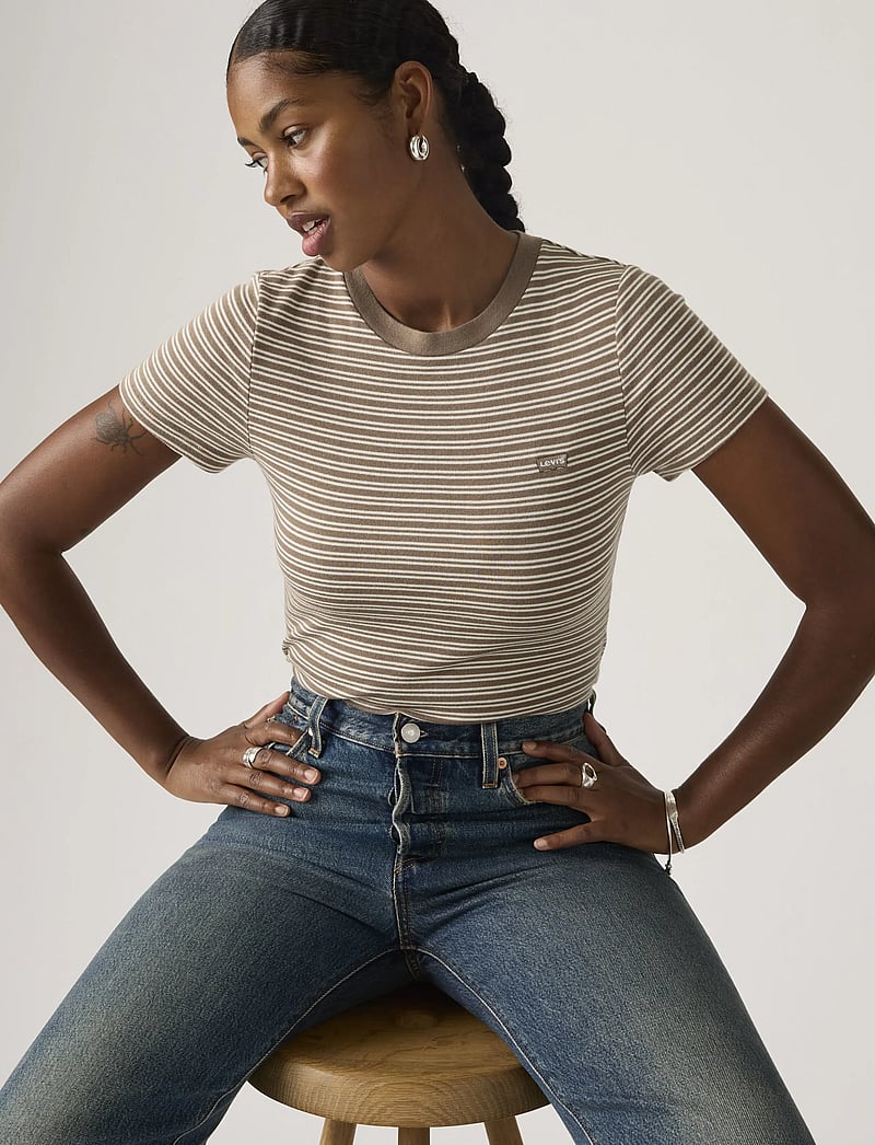 Levi's® - ESSENTIAL HM SS TEE MILA STRIP - t-shirts - browns - 5