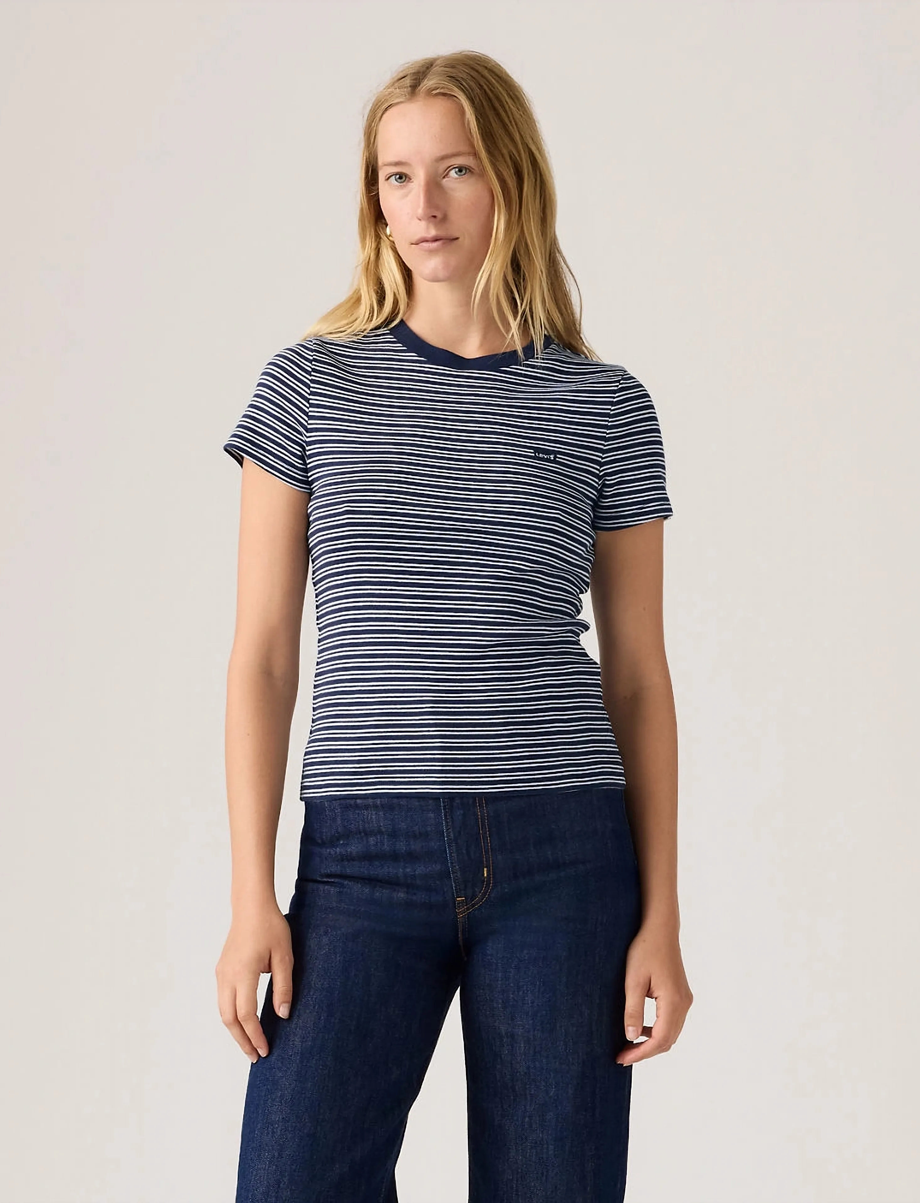 Levi's® ESSENTIAL HM LS TEE MILA STRIP - T-shirts & Toppar - BLUES / blue