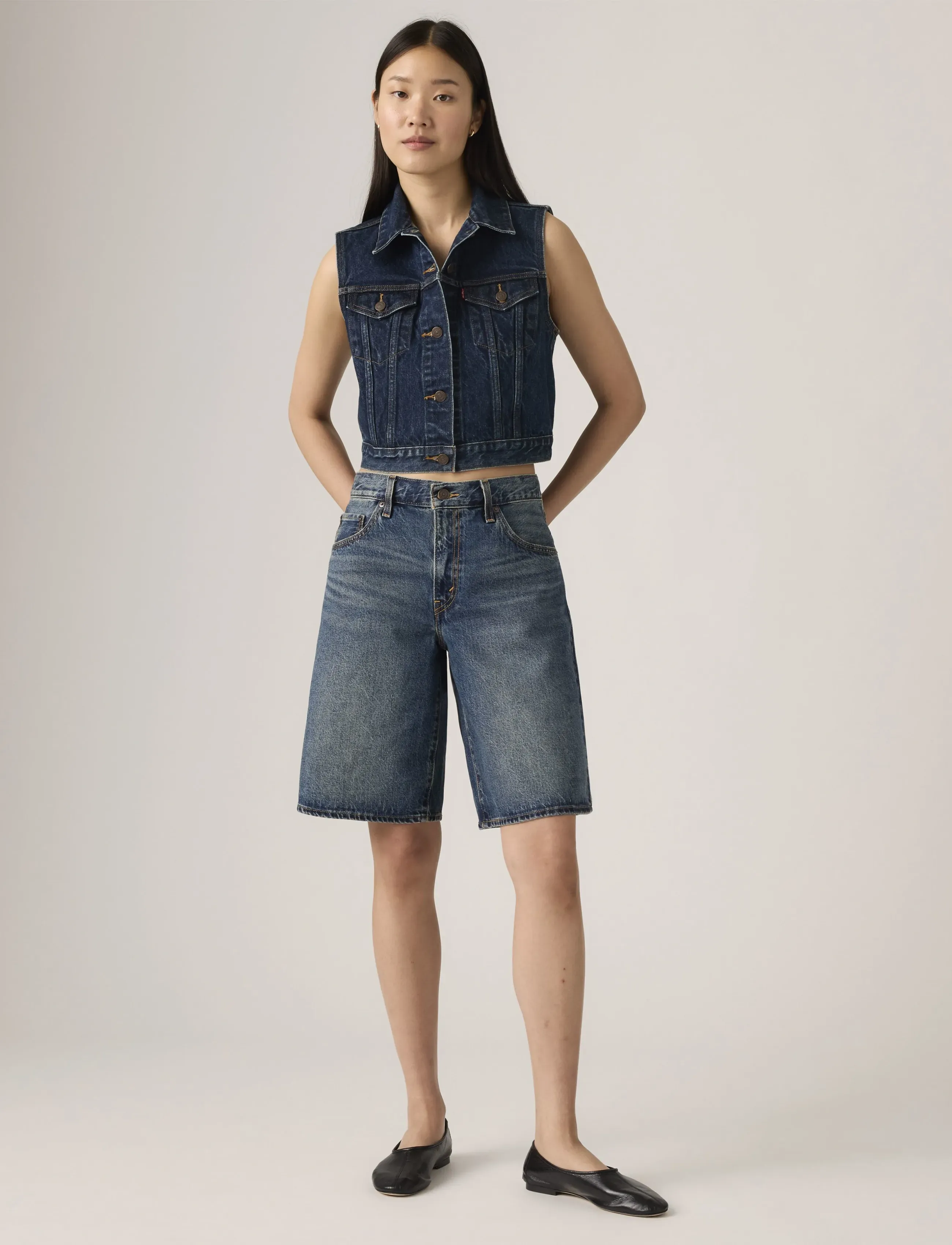 Levi's Baggy Dad Jort Hinged Heart Jo, Kvinder, Baggy Dad Jorts, Blå, Str: 27