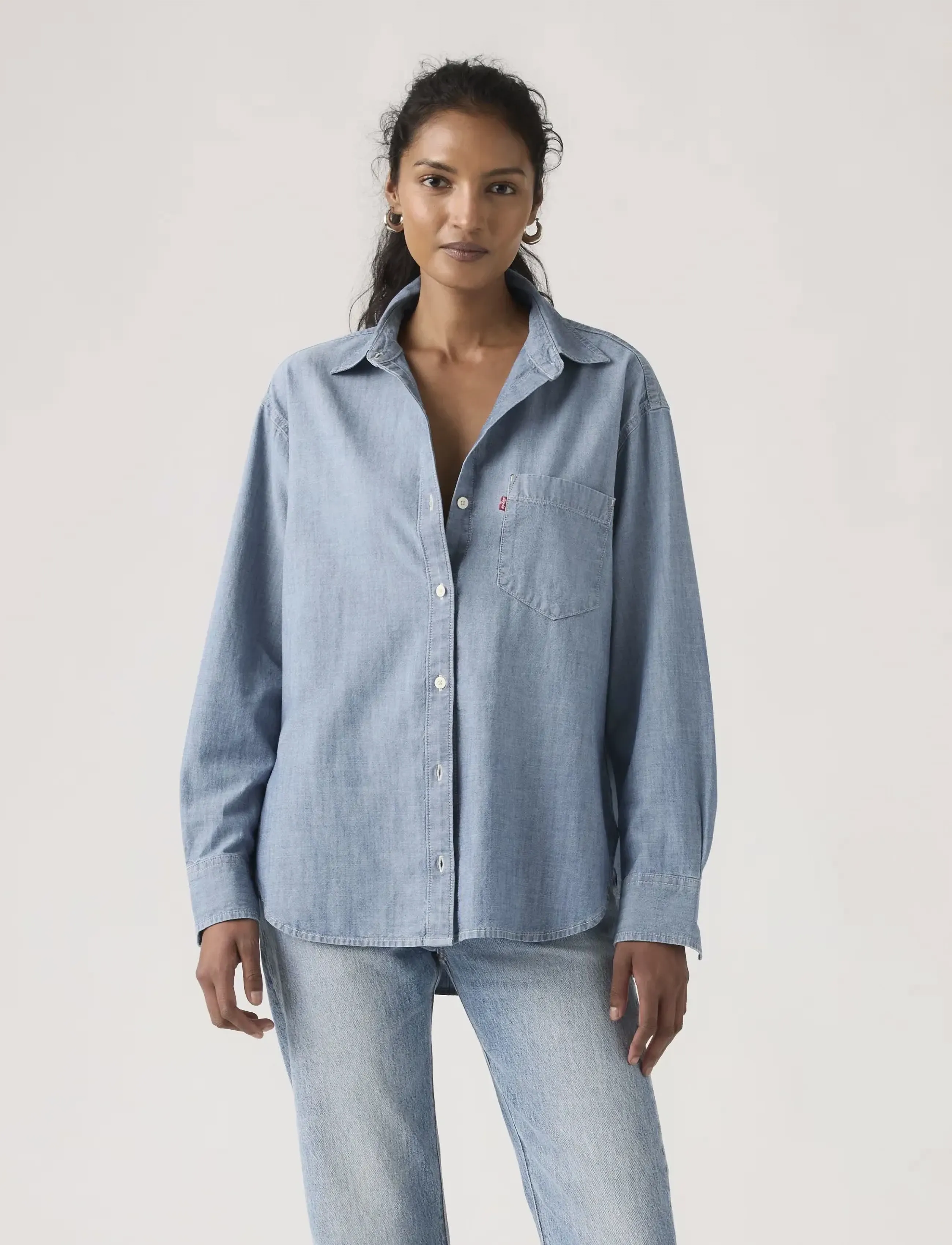 Levi's® HARLIE BOYFRIEND SHIRT GOOD DA - Blusen & Hemden - MED INDIGO - WORN IN / blue