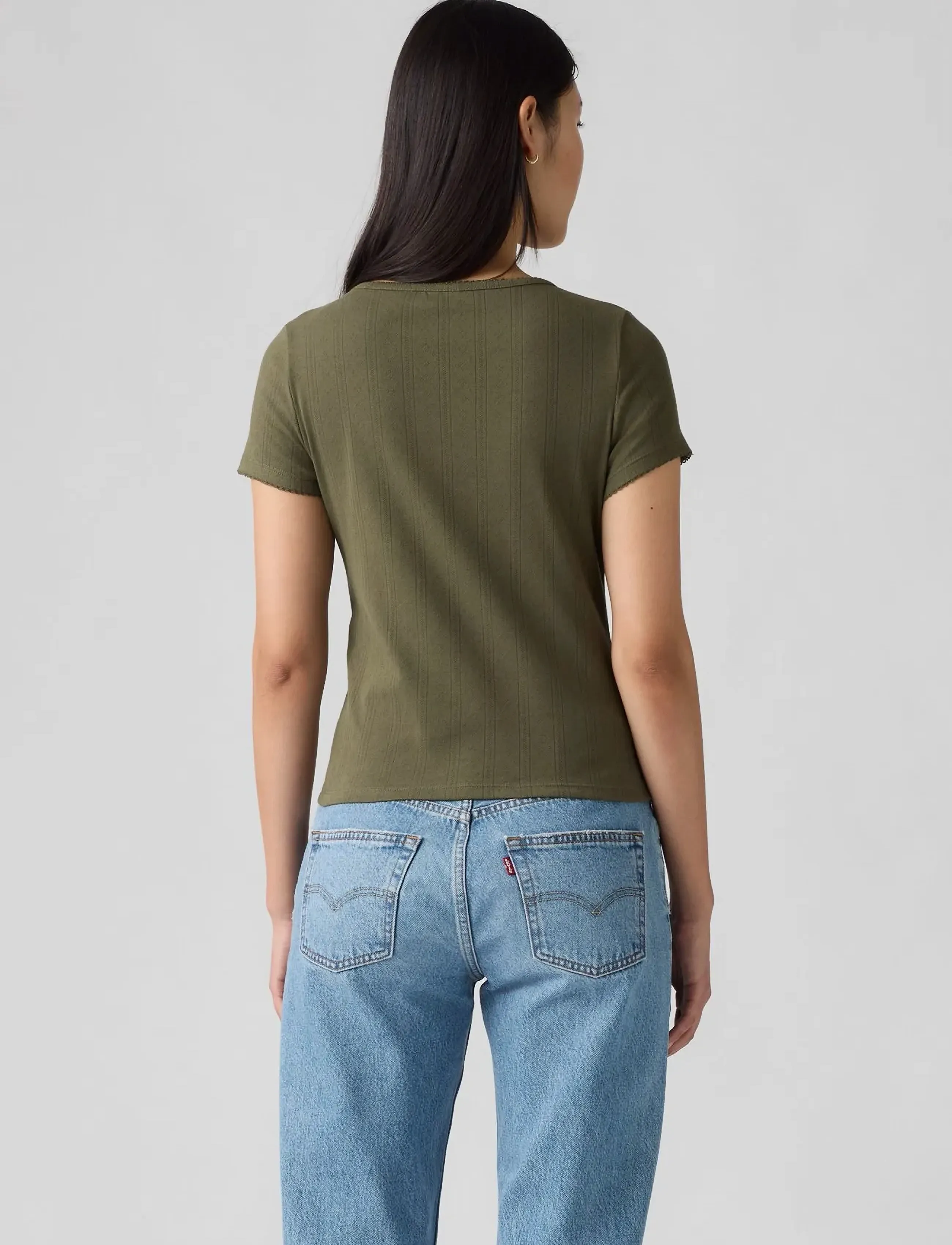 Levi's® - DRY GOODS POINTELLE TEE OLIVE - greens - 3