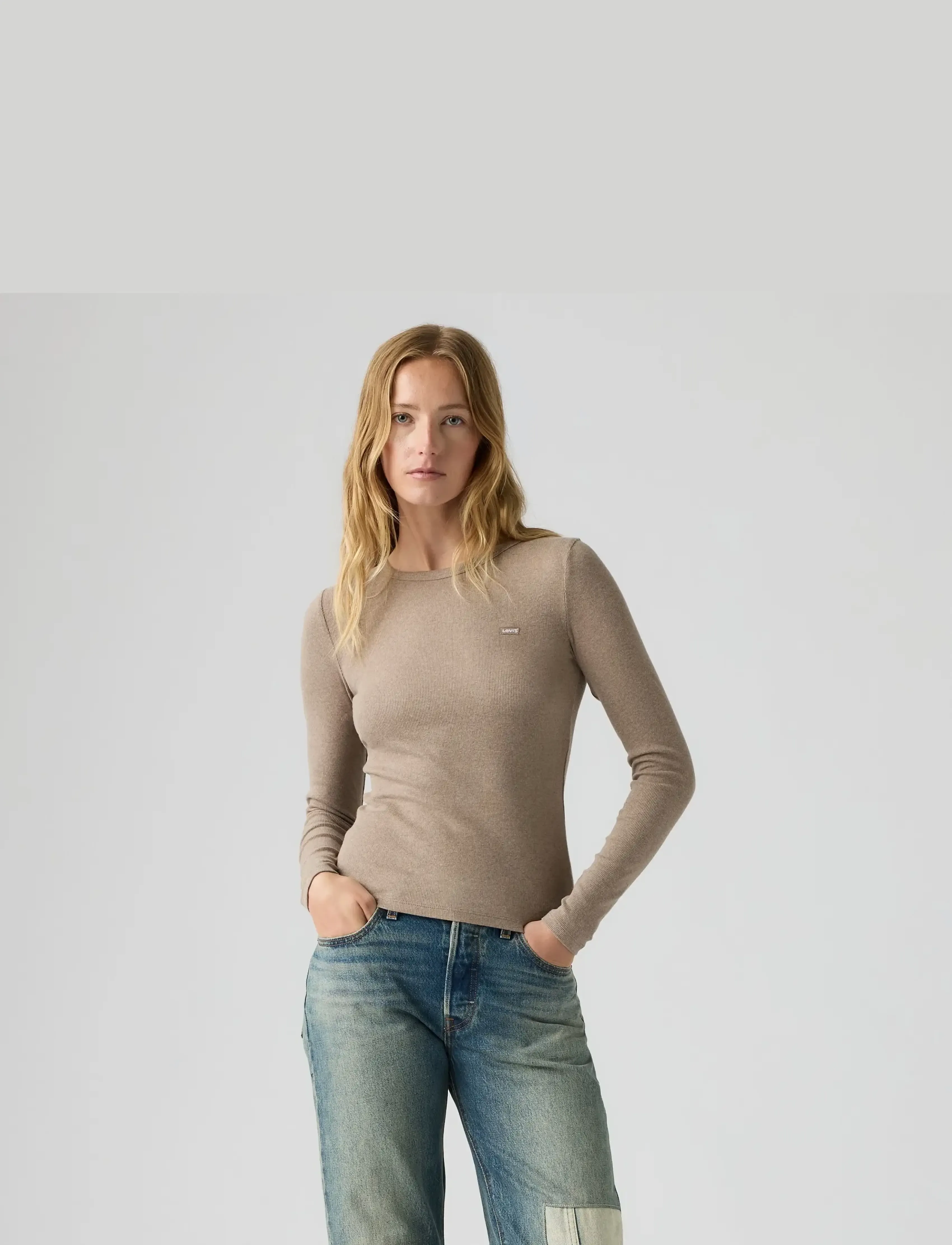 Levi's® - HAYES LS TEE TAUPE GRAY HEATHE - browns - 3