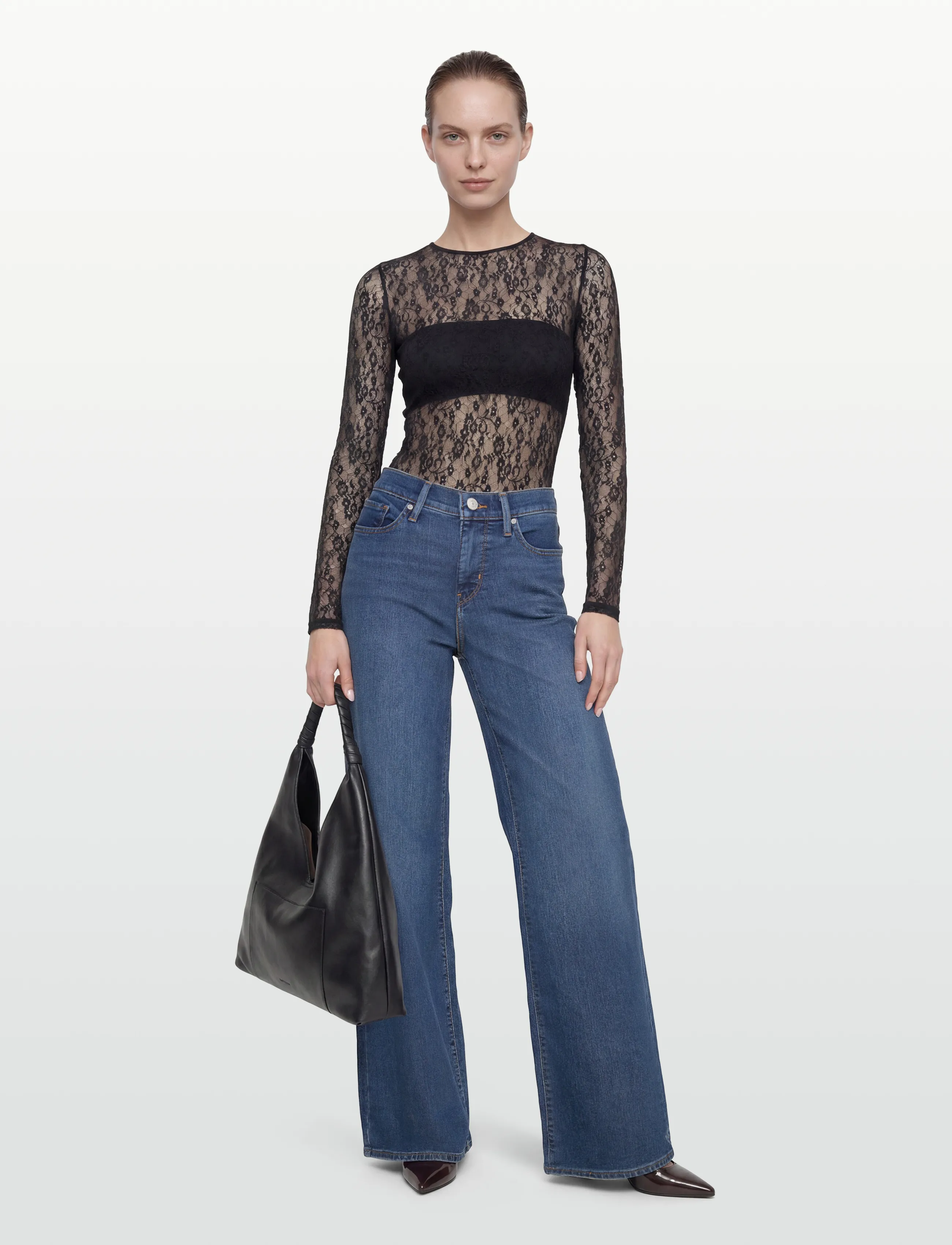 Levi's® 318 SHAPING WIDE LEG CLEVER GI - Vaatteet - DARK INDIGO - WORN IN / blue