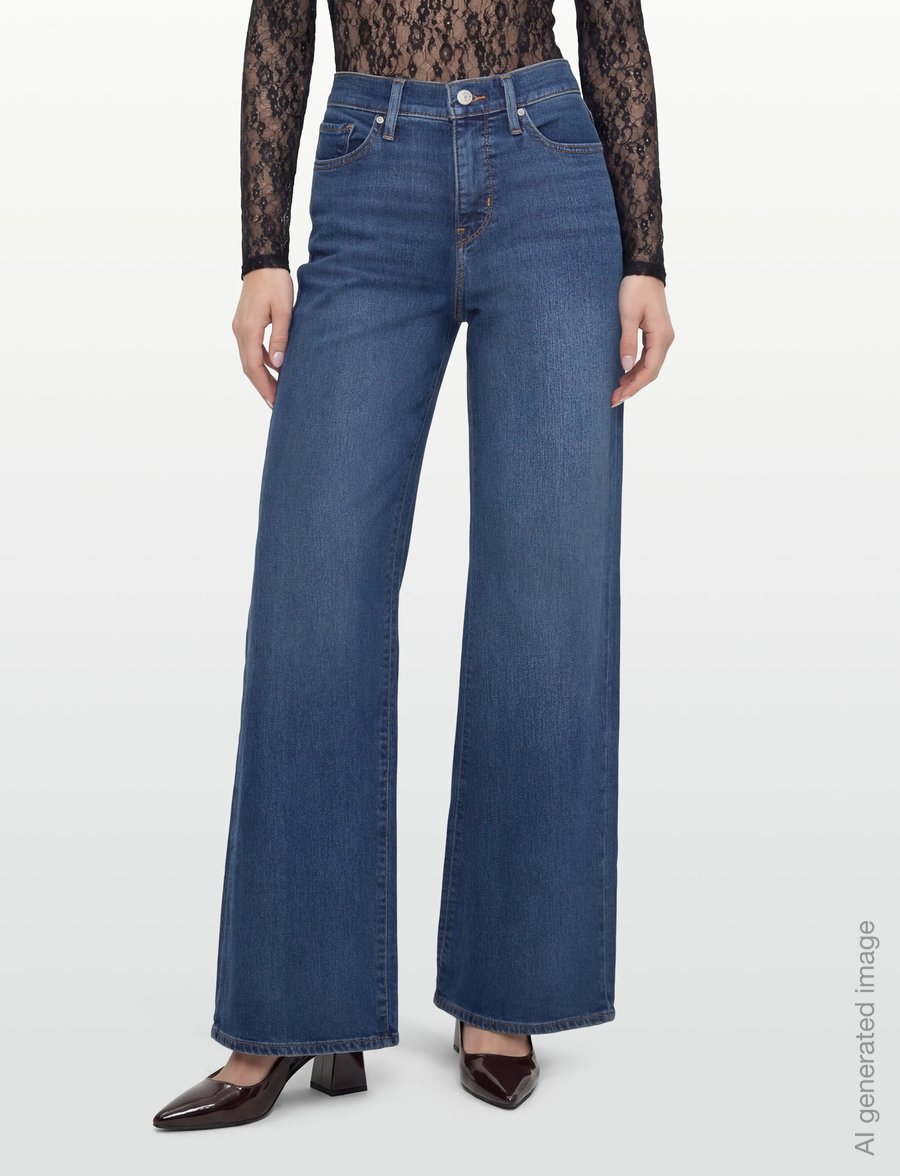 Levi's® - 318 SHAPING WIDE LEG CLEVER GI - vida jeans - dark indigo - worn in - 3
