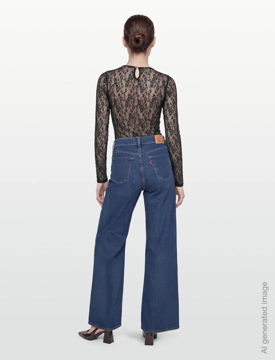 Levi's® - 318 SHAPING WIDE LEG CLEVER GI - vida jeans - dark indigo - worn in - 4
