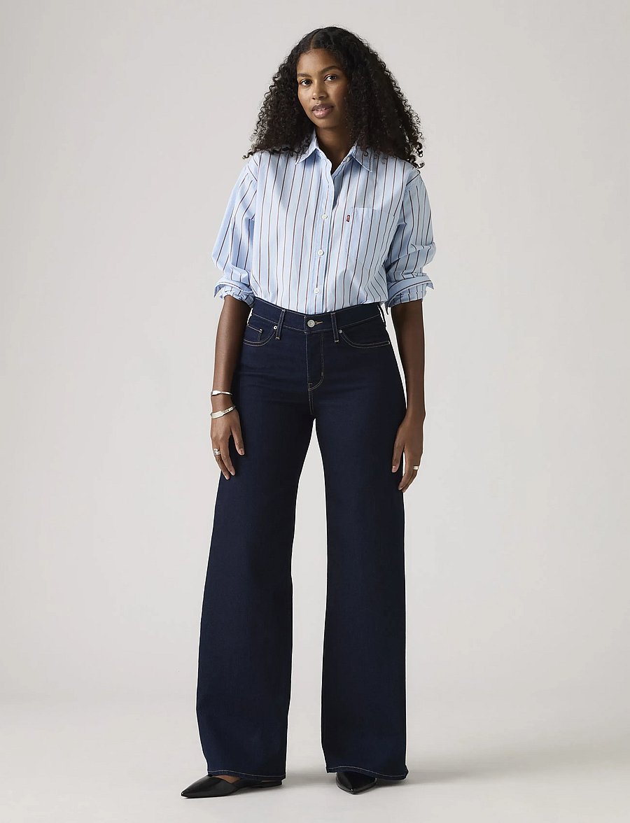 Levi's® - 318 SHAPING WIDE LEG DARKEST S - szerokie dżinsy - dark indigo - flat finish - 0