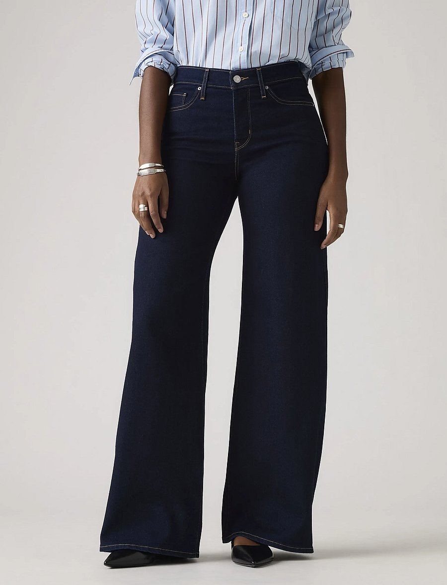 Levi's® - 318 SHAPING WIDE LEG DARKEST S - szerokie dżinsy - dark indigo - flat finish - 5