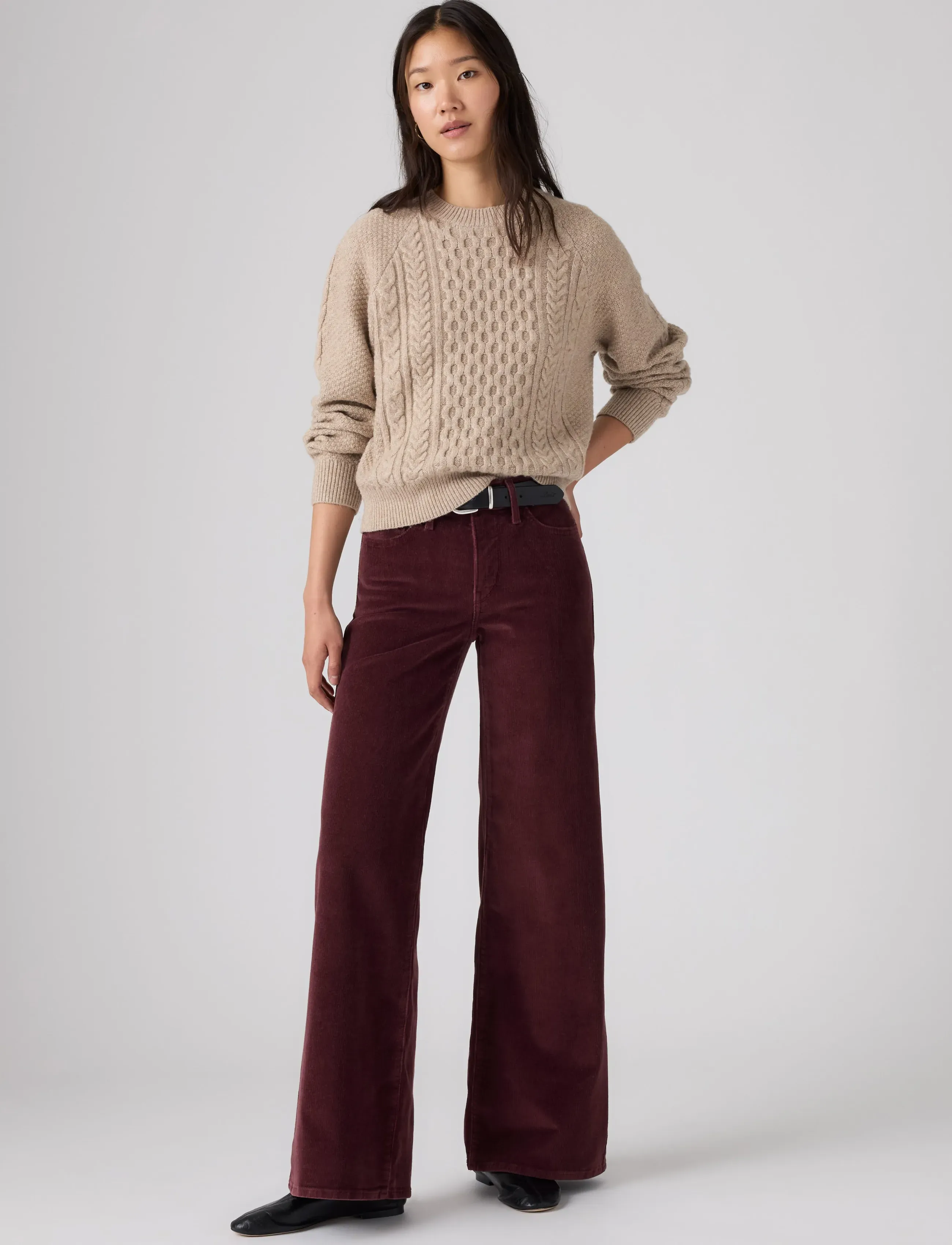 Levi's® 318 SHAPING WIDE LEG SASSAFRAS - Tänavastiil - BROWNS / burgundy