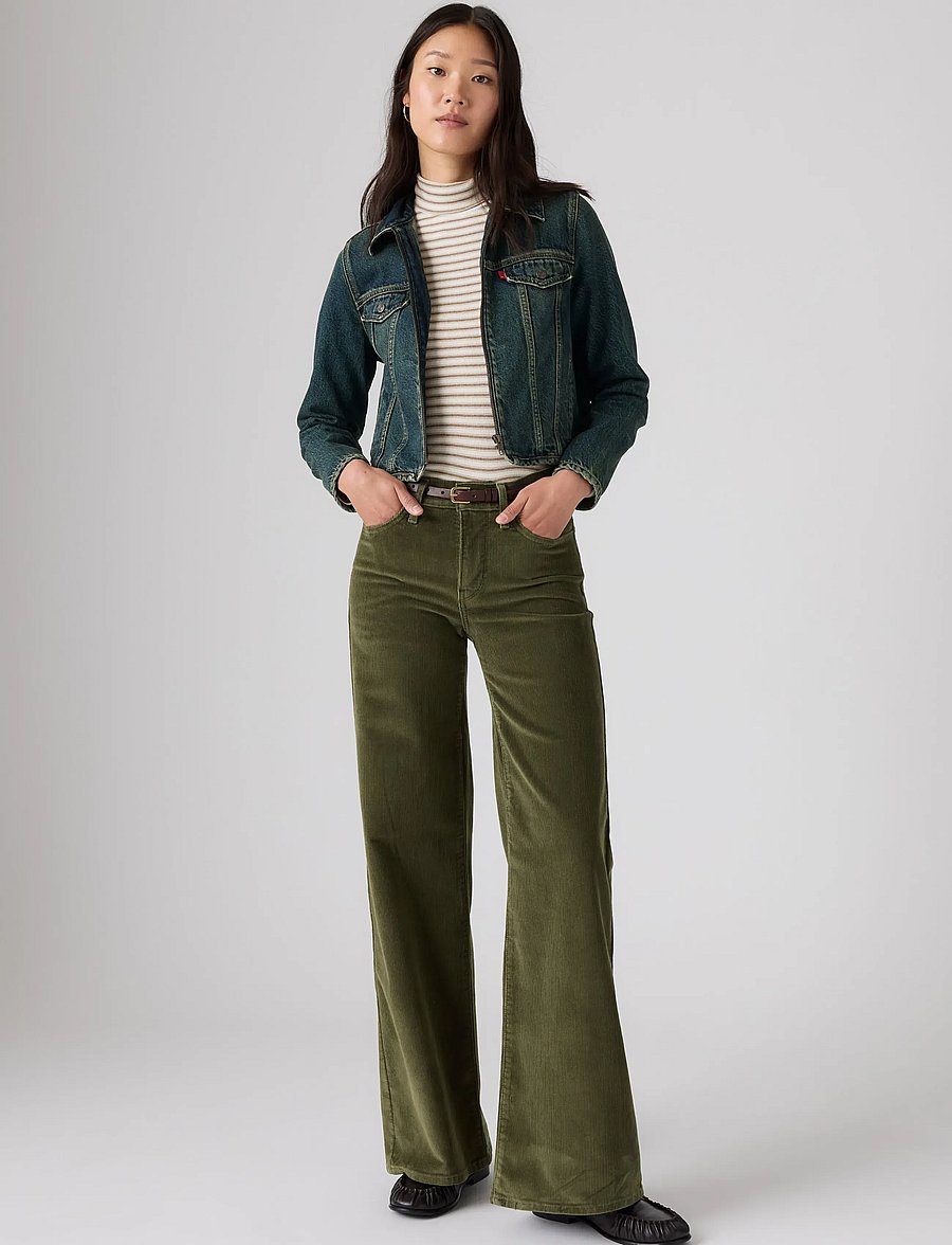 Levi's® - 318 SHAPING WIDE LEG OLIVE NIG - cordhosen - greens - 0