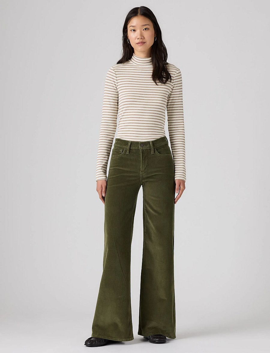 Levi's® - 318 SHAPING WIDE LEG OLIVE NIG - cordhosen - greens - 3