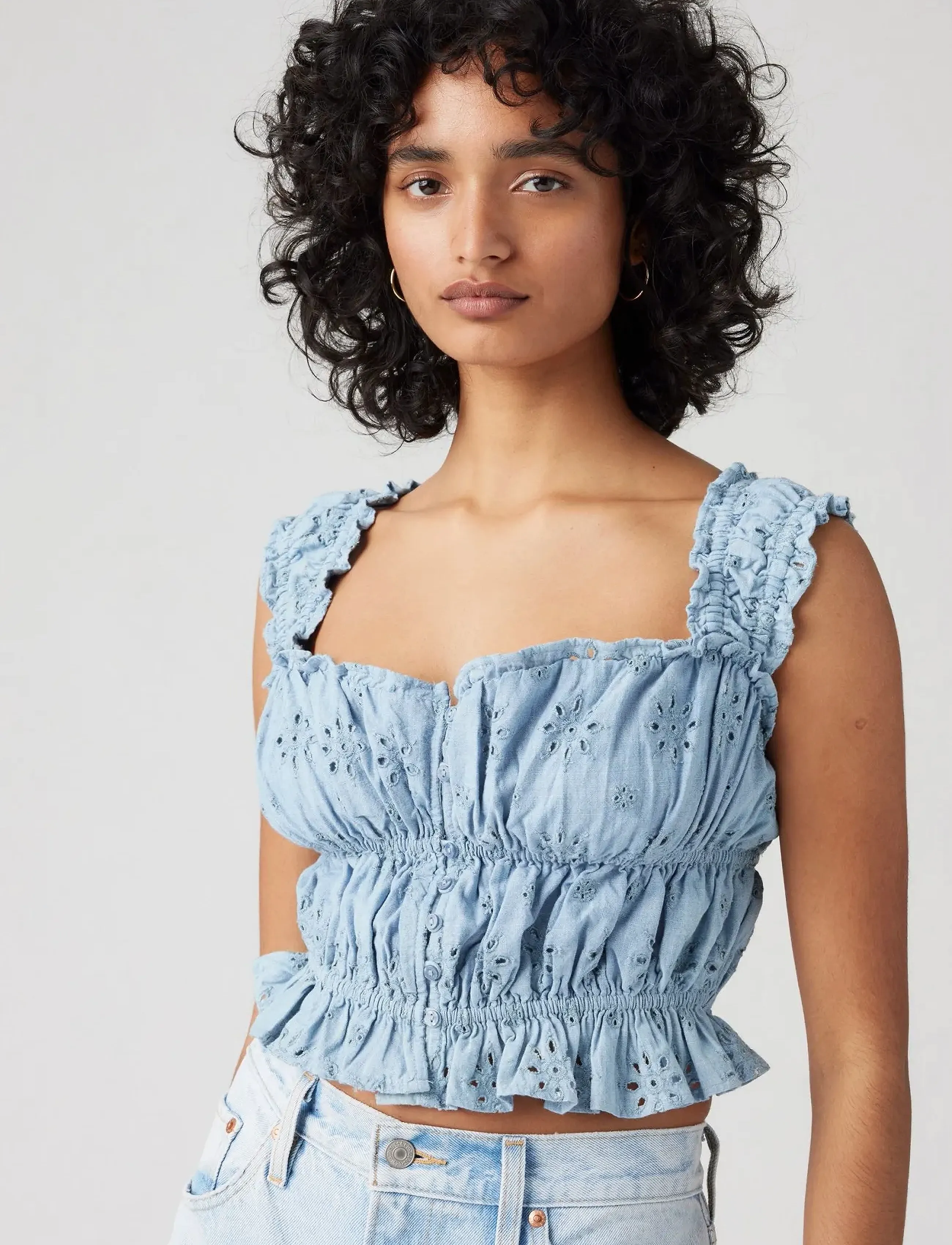 Levi's Amaya Sl Blouse Alternate Fin, L, Blouses, Blau - Sleeveless, Frauen