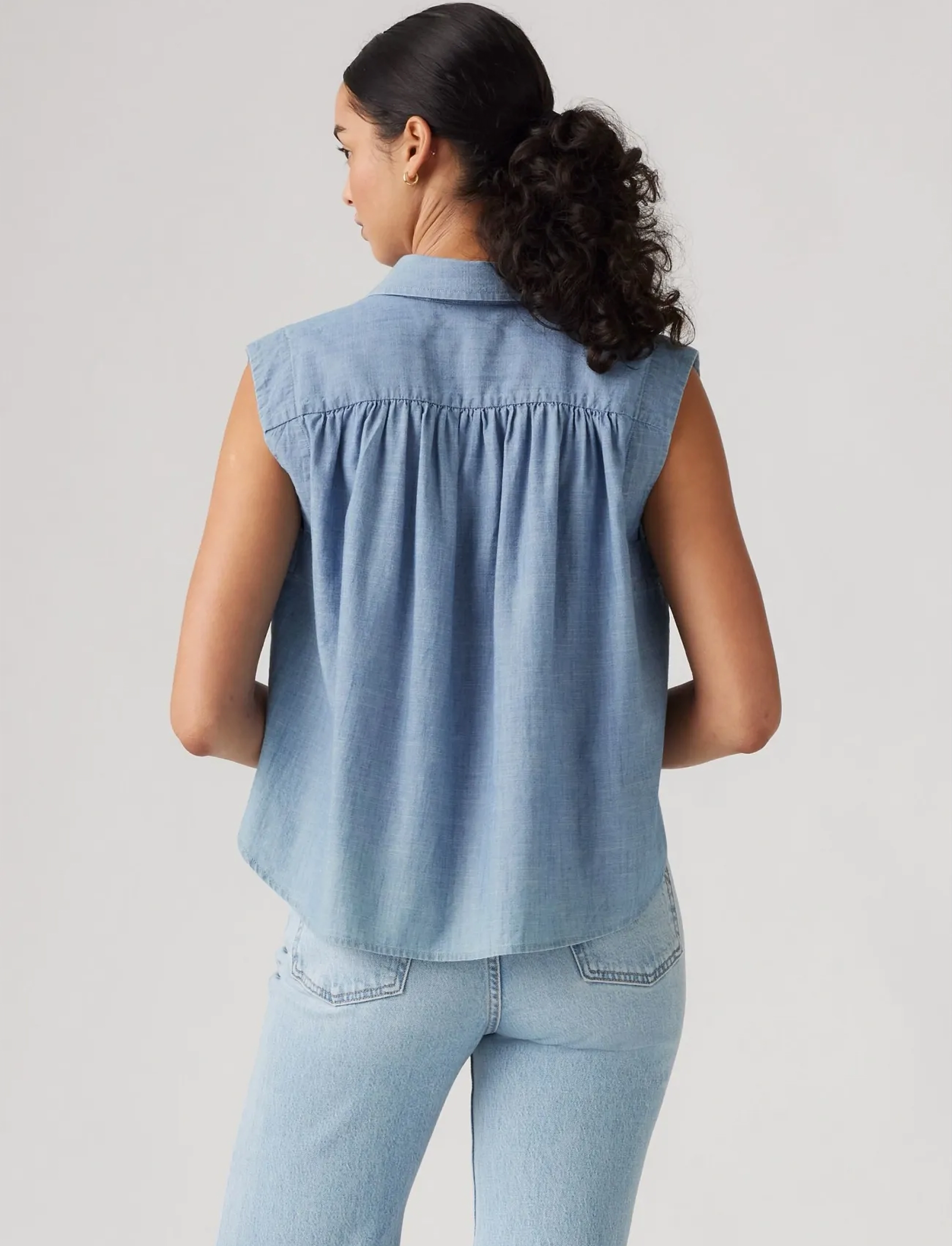 Levi's® - GRACEN COMM SL BLOUSE MED INDIGO - FLAT FINISH - med indigo - flat finish - 4