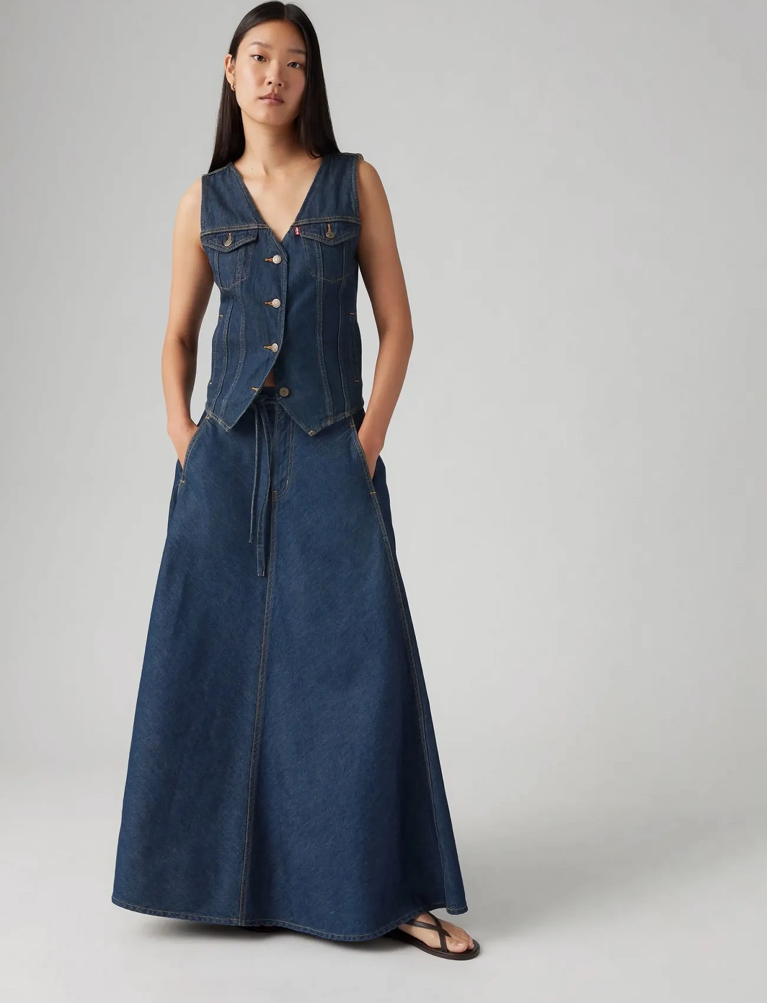 Levi's Xl Skirt Square Circle, 29, Blue, Nederdele > Maxi Nederdele, Dame