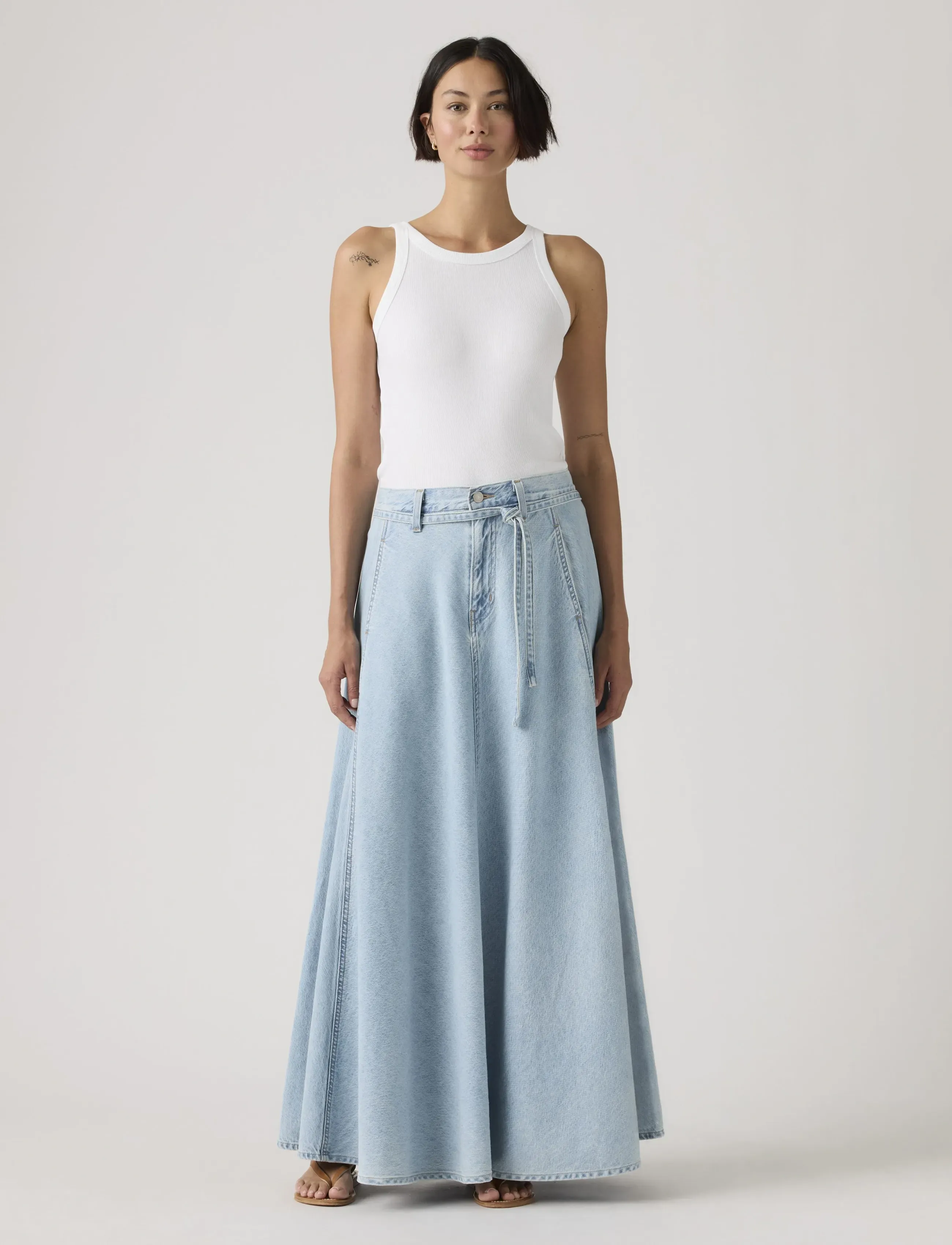 Levi's® XL SKIRT TREK TECH SKIRT - Maxi skirts - LIGHT INDIGO - FLAT FINIS / blue