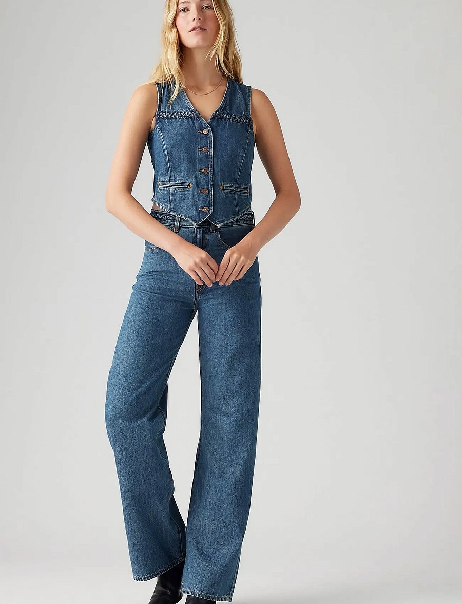 Levi's® - RIBCAGE WL BRAIDED BIG YIKES - hosen mit weitem bein - dark indigo - worn in - 1