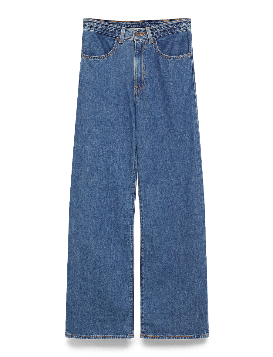 Levi's® - RIBCAGE WL BRAIDED BIG YIKES - hosen mit weitem bein - dark indigo - worn in - 2