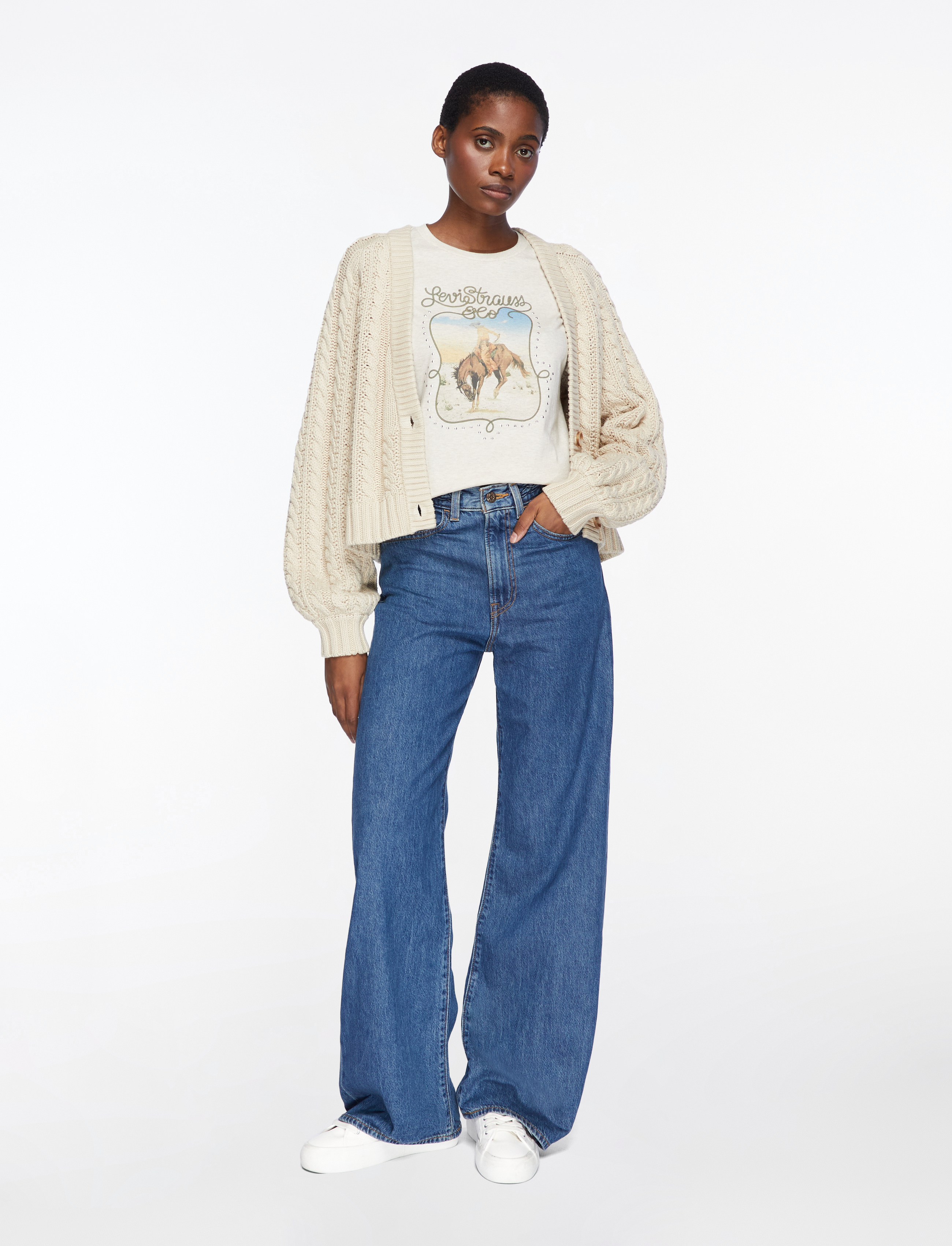 Levi's® - RIBCAGE WL BRAIDED BIG YIKES - víðar gallabuxur - dark indigo - worn in - 3