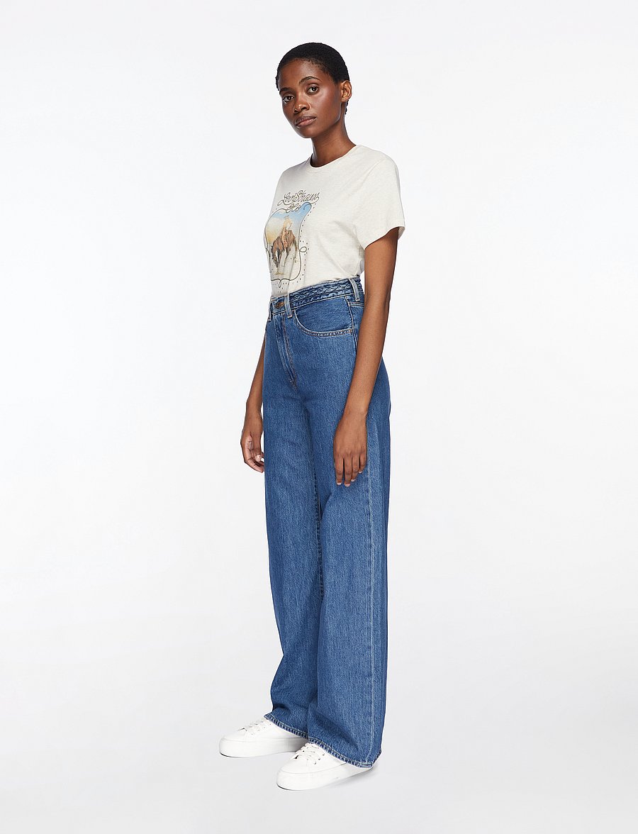 Levi's® - RIBCAGE WL BRAIDED BIG YIKES - hosen mit weitem bein - dark indigo - worn in - 4