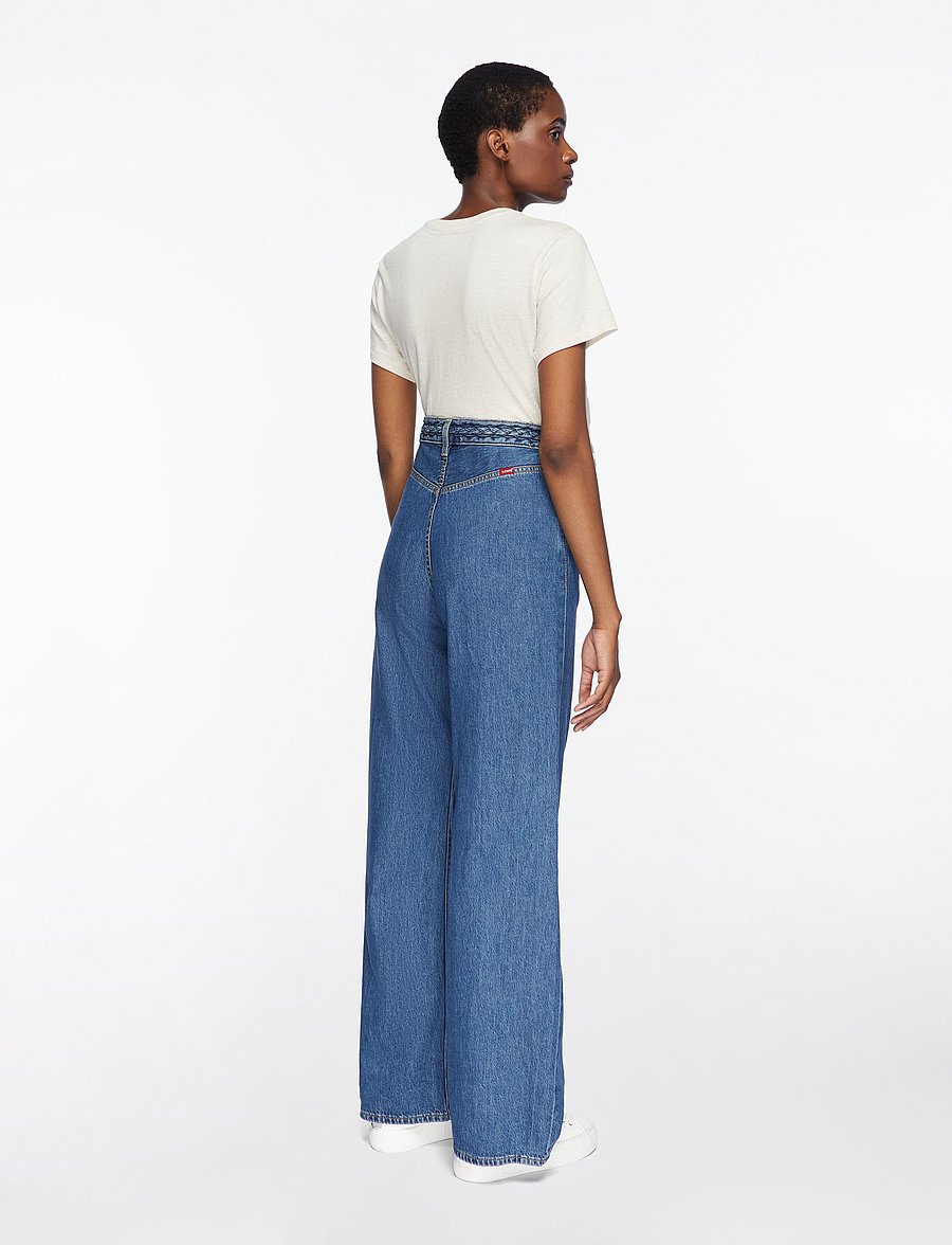 Levi's® - RIBCAGE WL BRAIDED BIG YIKES - hosen mit weitem bein - dark indigo - worn in - 5