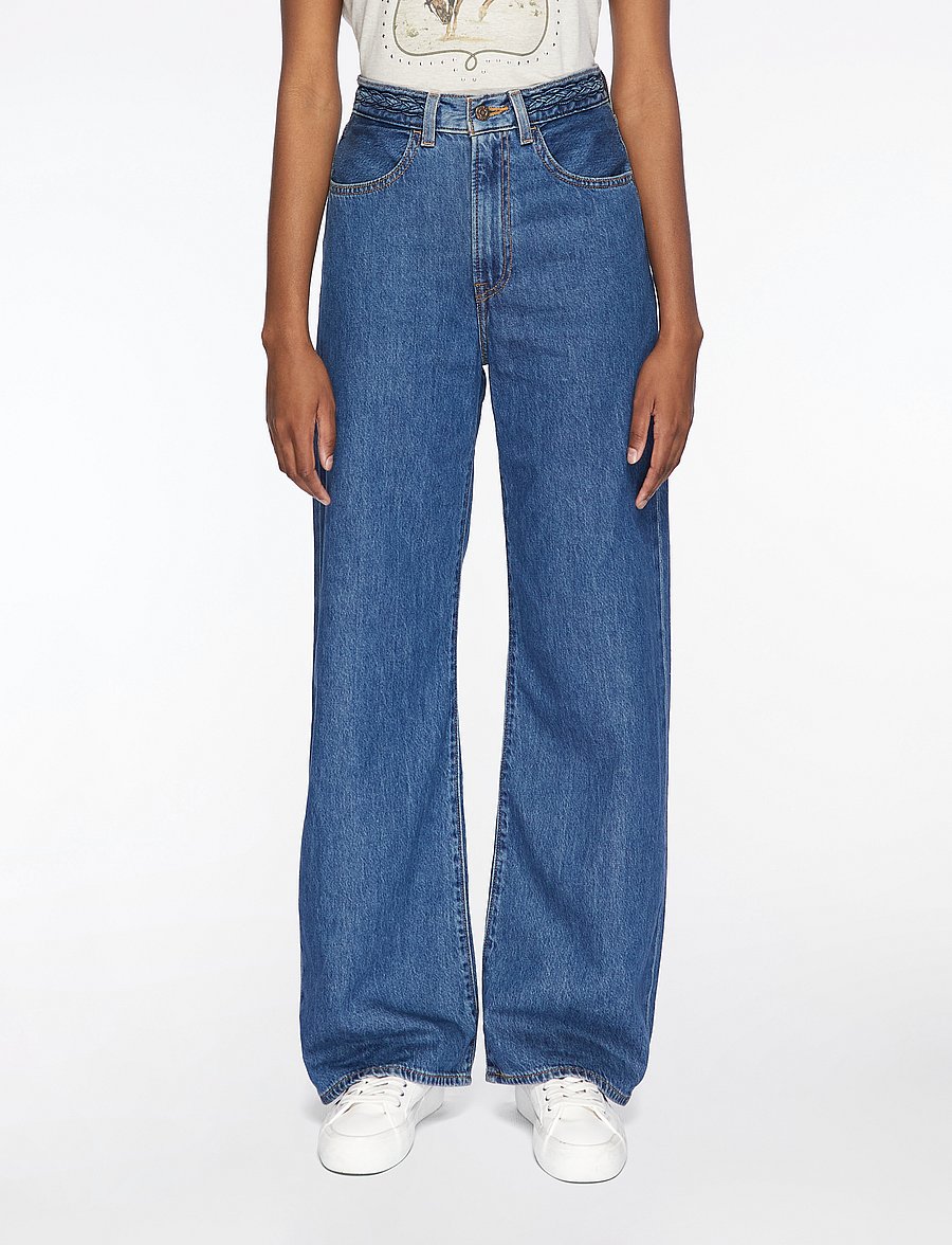 Levi's® - RIBCAGE WL BRAIDED BIG YIKES - hosen mit weitem bein - dark indigo - worn in - 0