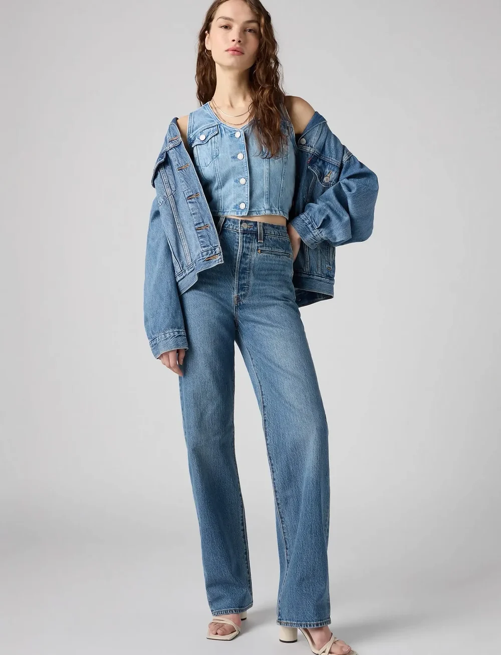Levi's® - RIBCAGE FL WESTERN BOWS AND AR - straight jeans - med indigo - worn in - 0